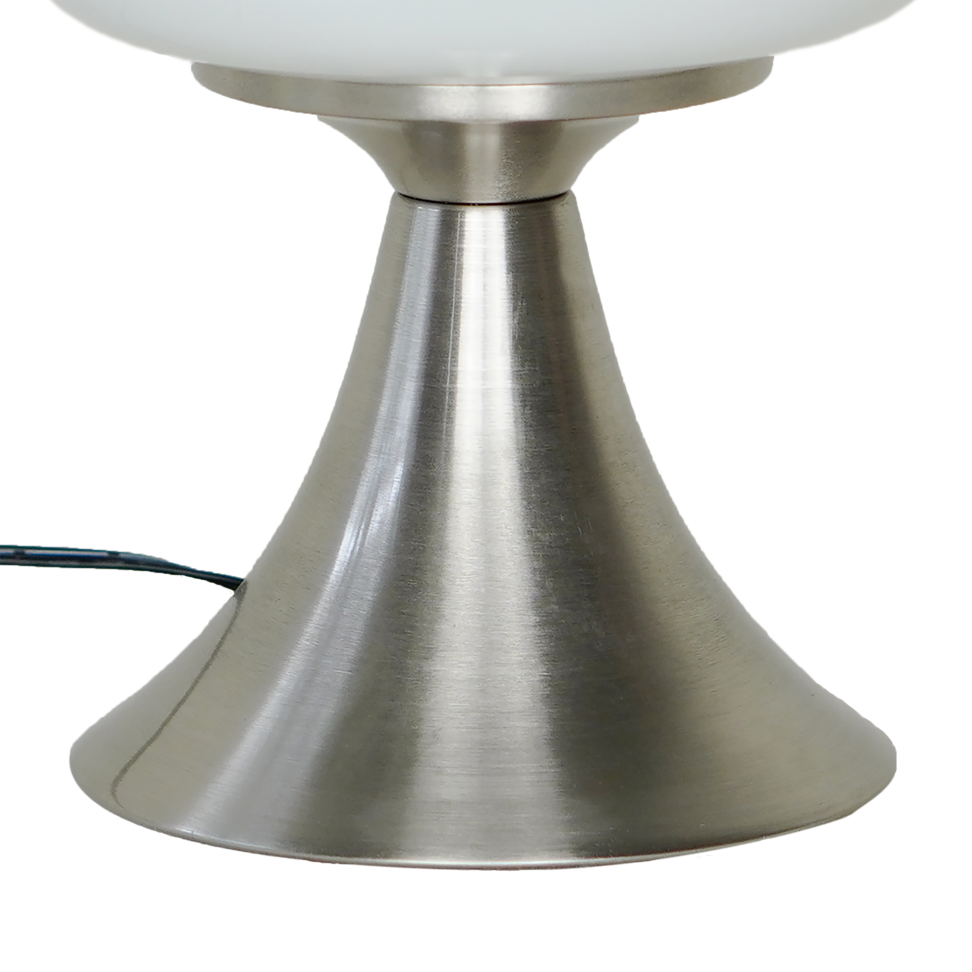 Lampada Da Tavolo Touch LED Con Dimmer - Abat-jour In Vetro Bianco, Base In Nichel Opaco, Altezza 32cm, Lampadina E14 Inclusa - 3