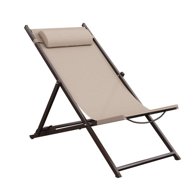 Sedia A Sdraio Da Giardino Mojawo XXL - Alluminio Pieghevole Con Cuscino Imbottito - Portata 150 Kg
