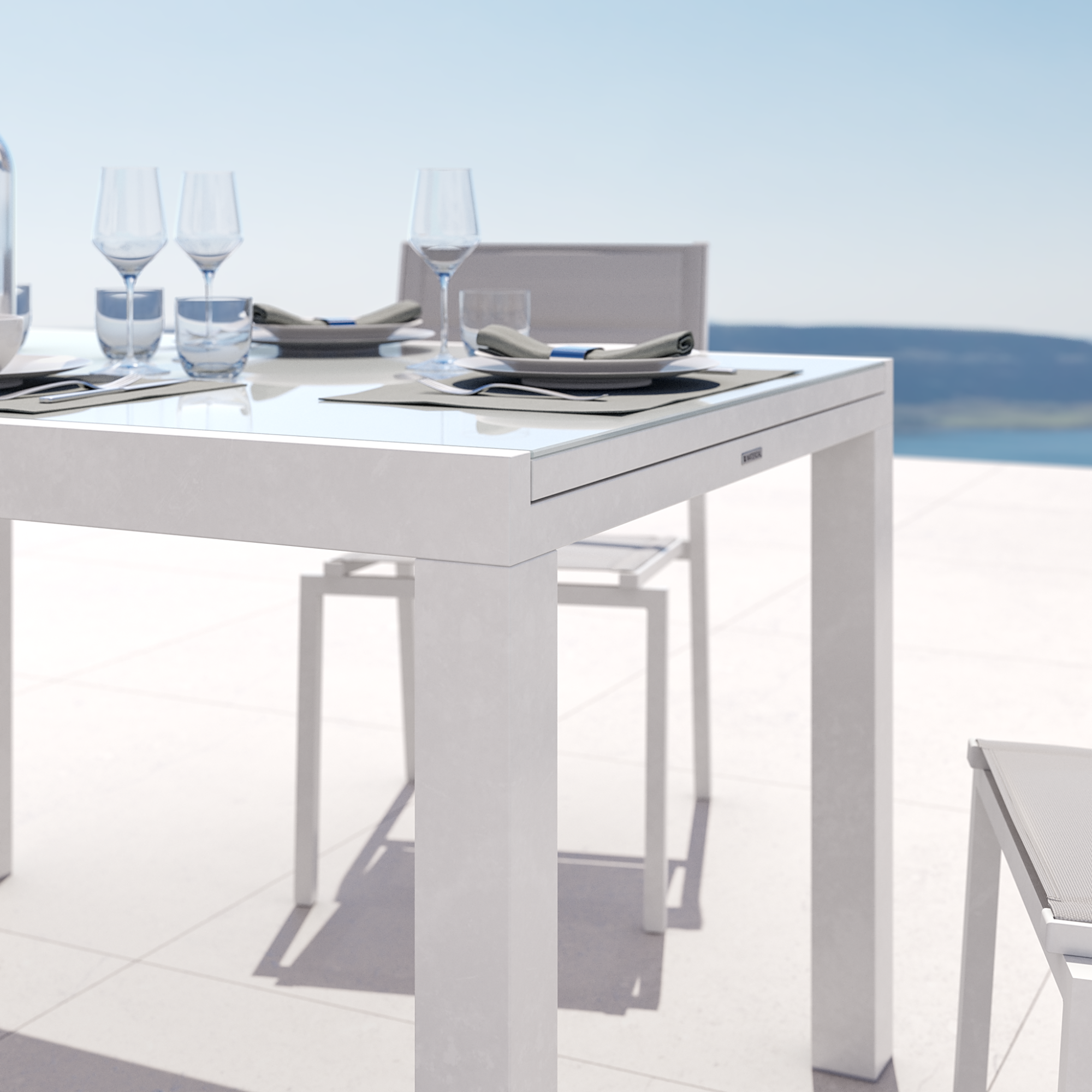Sedia Regista In Alluminio E Textilene Bianco Playa - Set 2 Pezzi