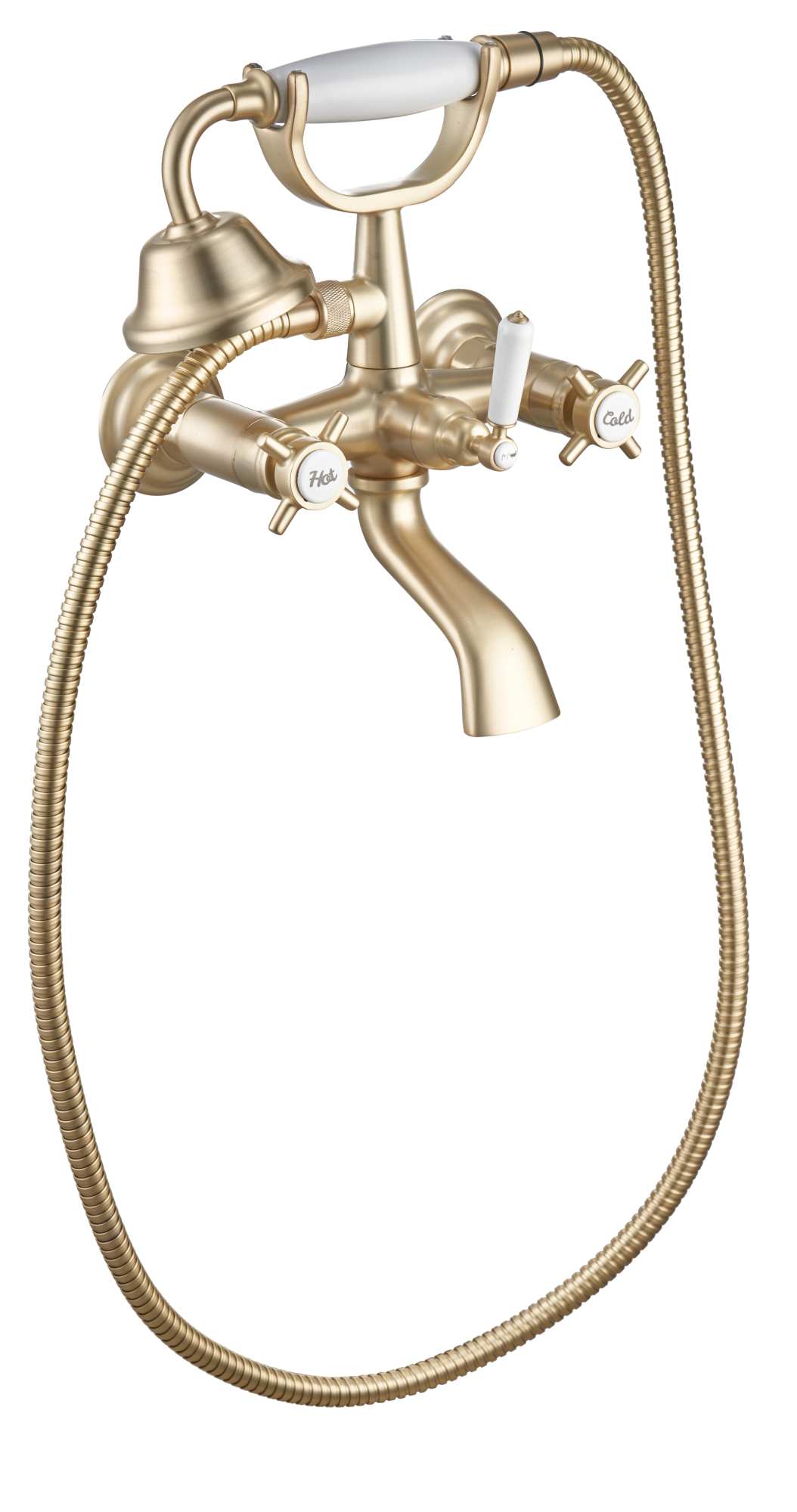 HEYMYTAP Rubinetto Bagno A Cascata In Oro Spazzolato - 3 Fori, 2 Maniglie, Ottone, Con Scarico Pop-Up. Distanza Fori Regolabile 10-40 Cm. Design Aerodinamico, Anticorrosione, Facile Installazione. - 3