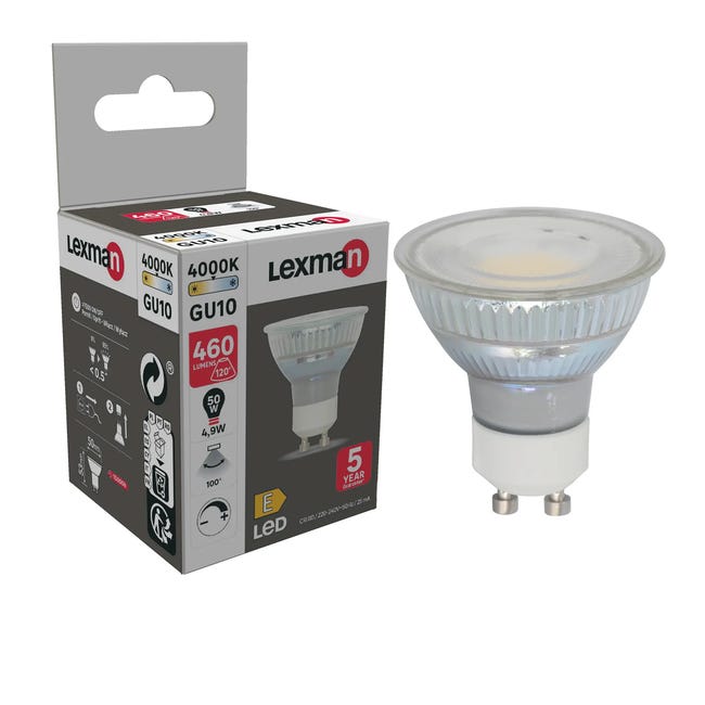 Confezione 5 lampadine LED per faretti GU10 6W Equi.50W 540lm 15000H Primer  Leader