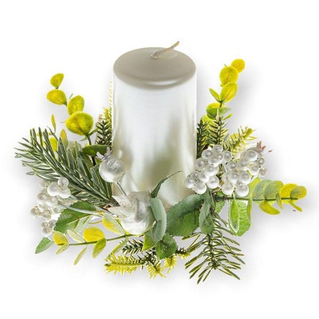 Decorazione Girocandela in paraffina bianco e verde 17 cm | Leroy Merlin