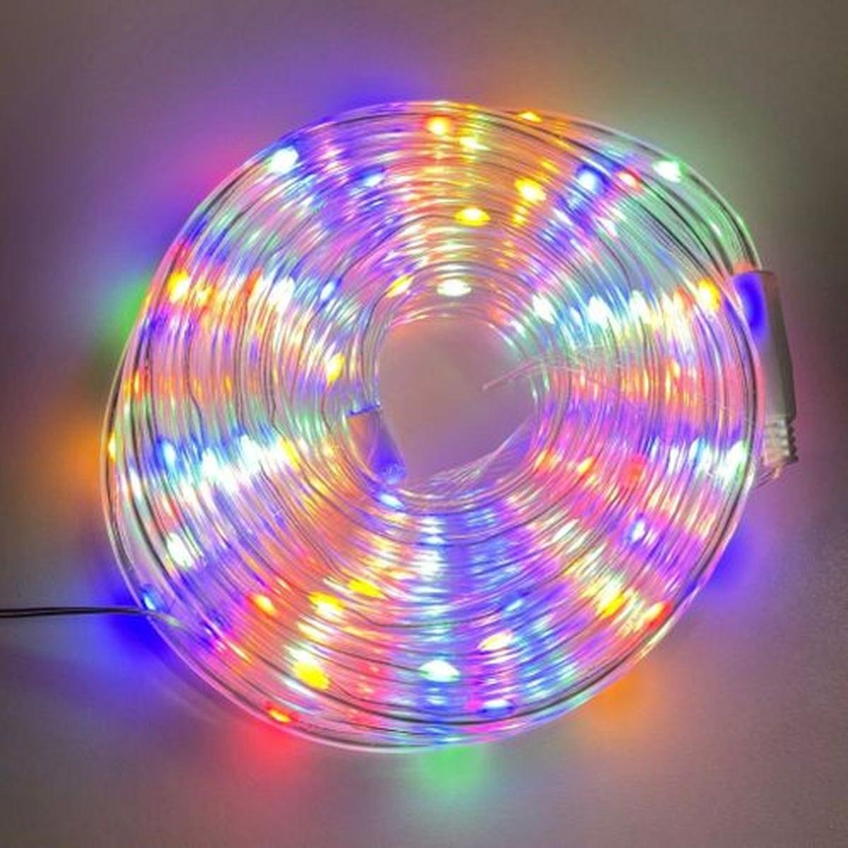 Lights4fun Catena Luminosa LED 150 Luci Multicolore A Forma Tradizionale (Fiamma) – 15m Con 9 Effetti E Timer