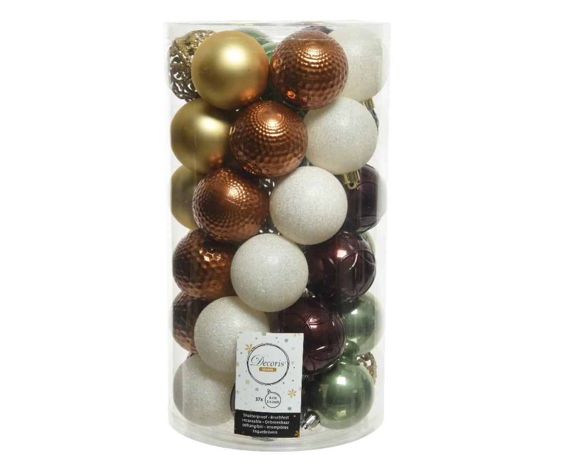 Palline Di Natale 20 Cm Set di palline natalizie in pvc multicolore Ø 6 cm confezione da 37