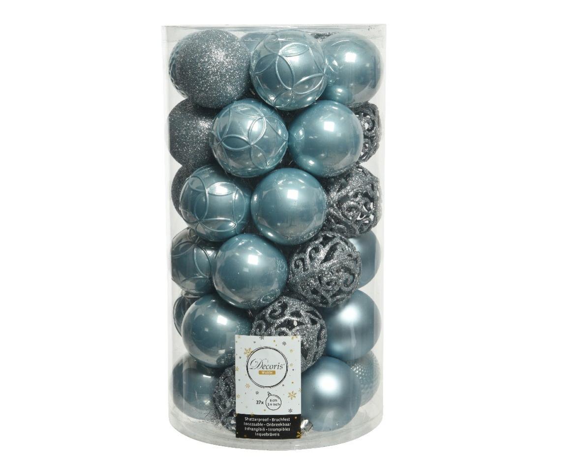 Set di palline natalizie in pvc blu Ø 6 cm confezione da 37 pezzi