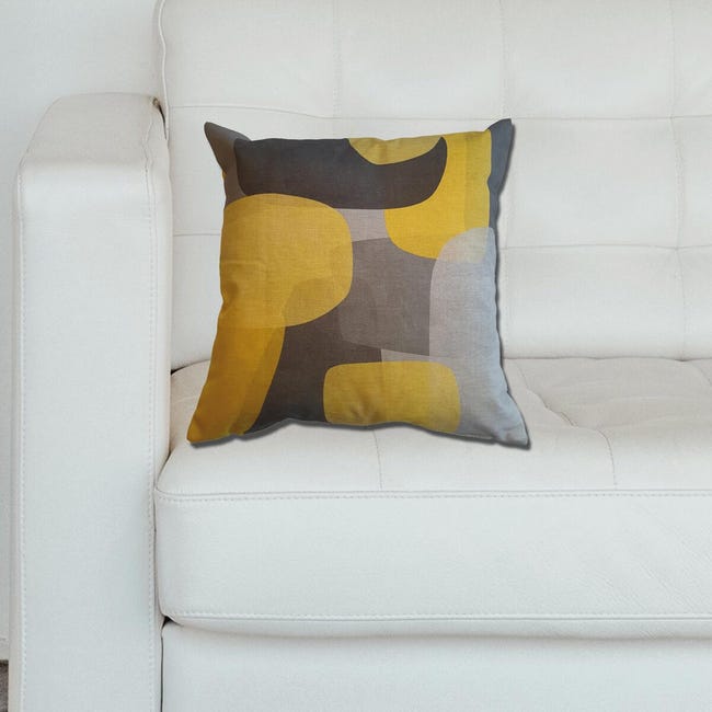 Fodera per cuscino per interni Abstract grigio/giallo 40x40 cm