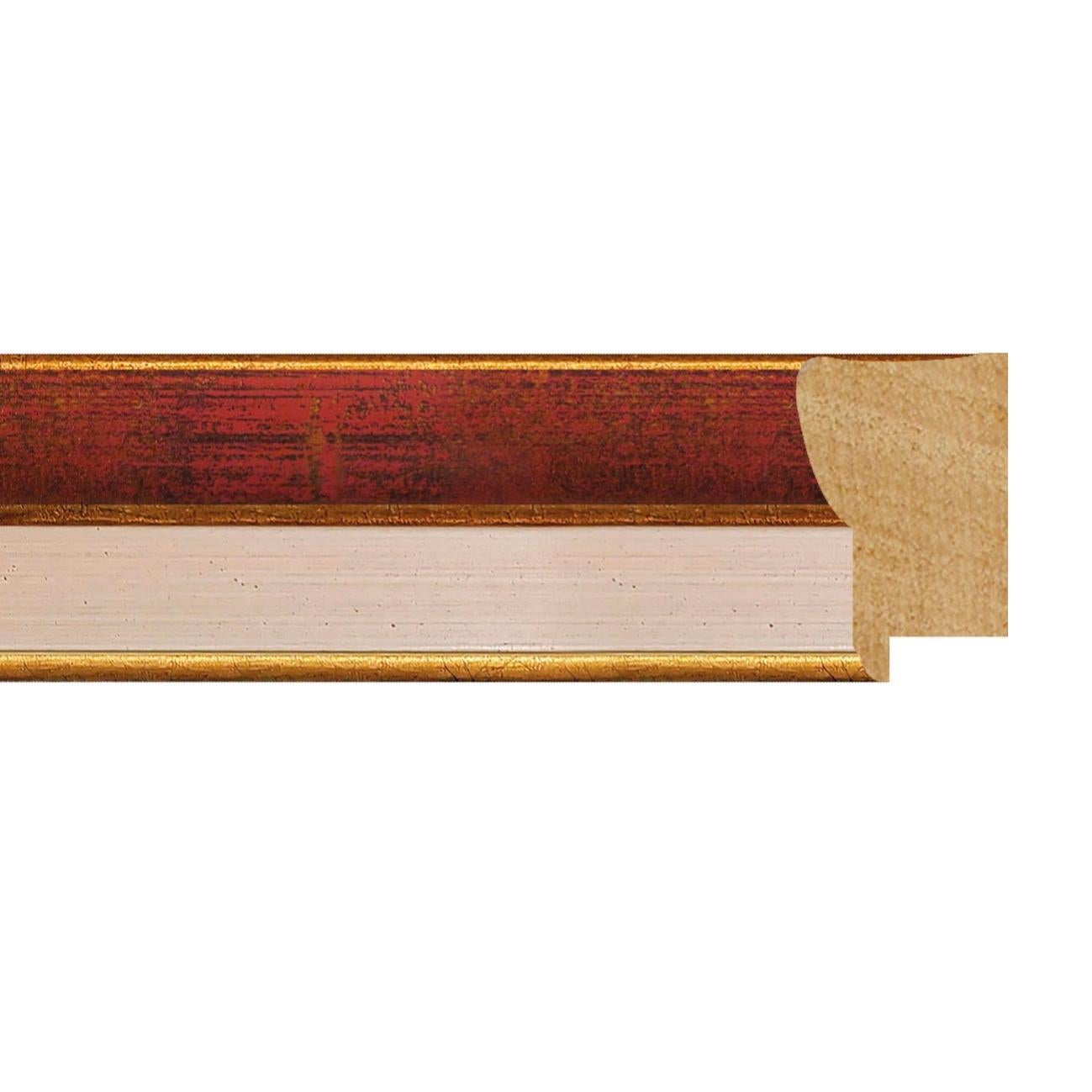 Asta per cornice Classica in legno liscio oro con inserto rosso e bordo  avorio 5.3 cm