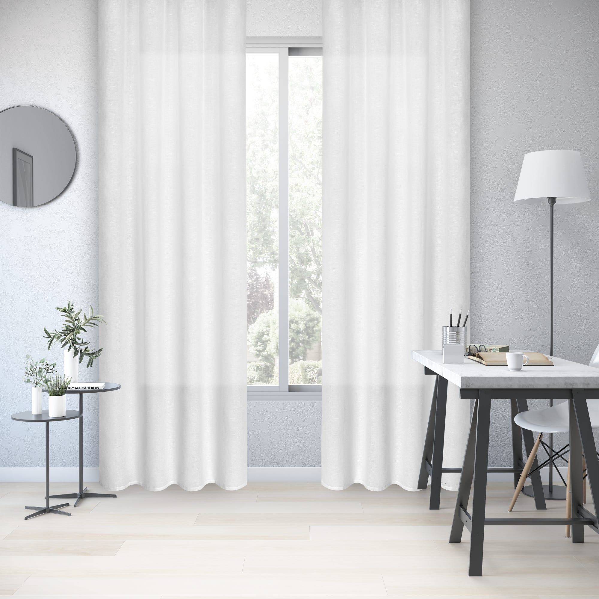 Home Fashion Tenda Samira In Voile Trasparente - 245x140 Cm, Bianco, Con Passanti, 100% Poliestere