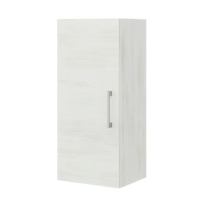 Dmonald colonna bagno, Mobile colonna bagno con 1 anta, 1 ripiano, 30x25h85  cm, Bianco lucido