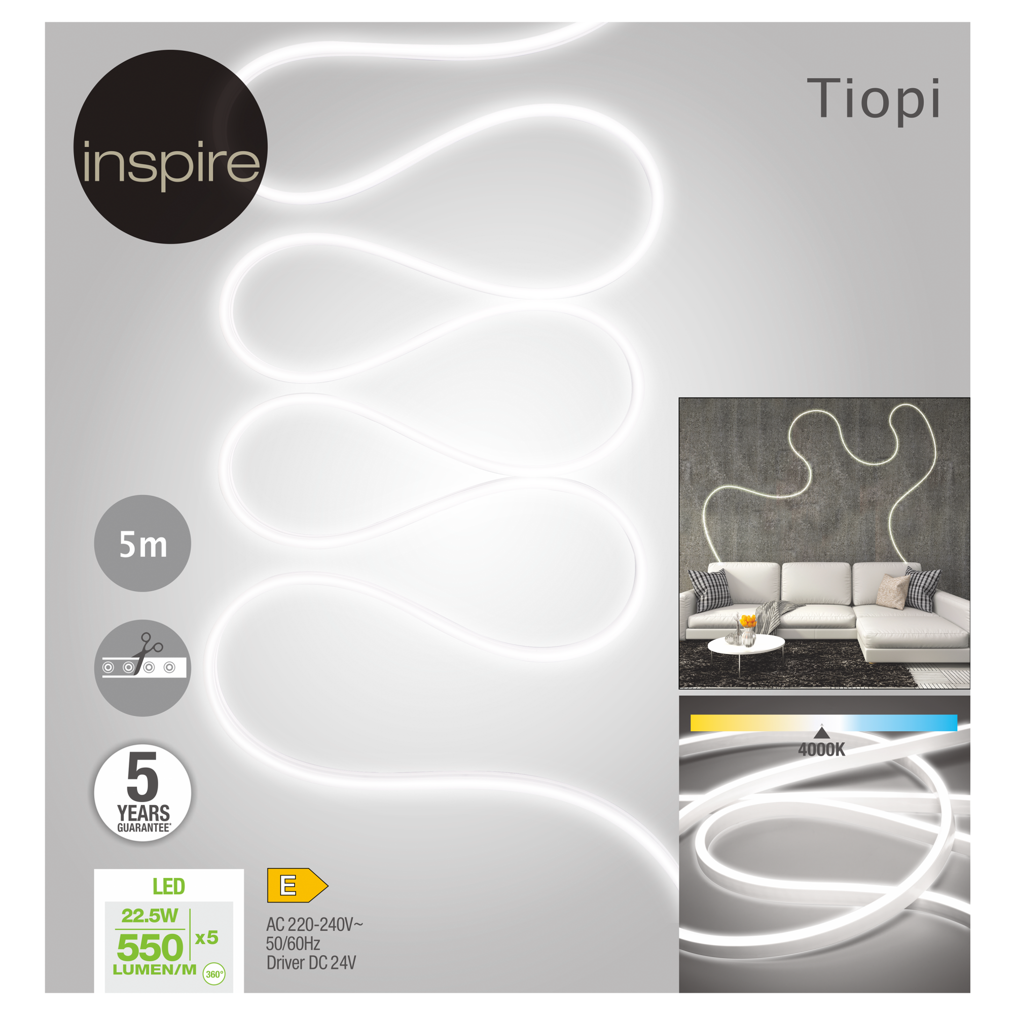 Kit Striscia Led 1.5m Luce Cct Regolazione Da Bianco Caldo A Bianco Freddo 885lm Ip20 Inspire 83705138 - Foto 8