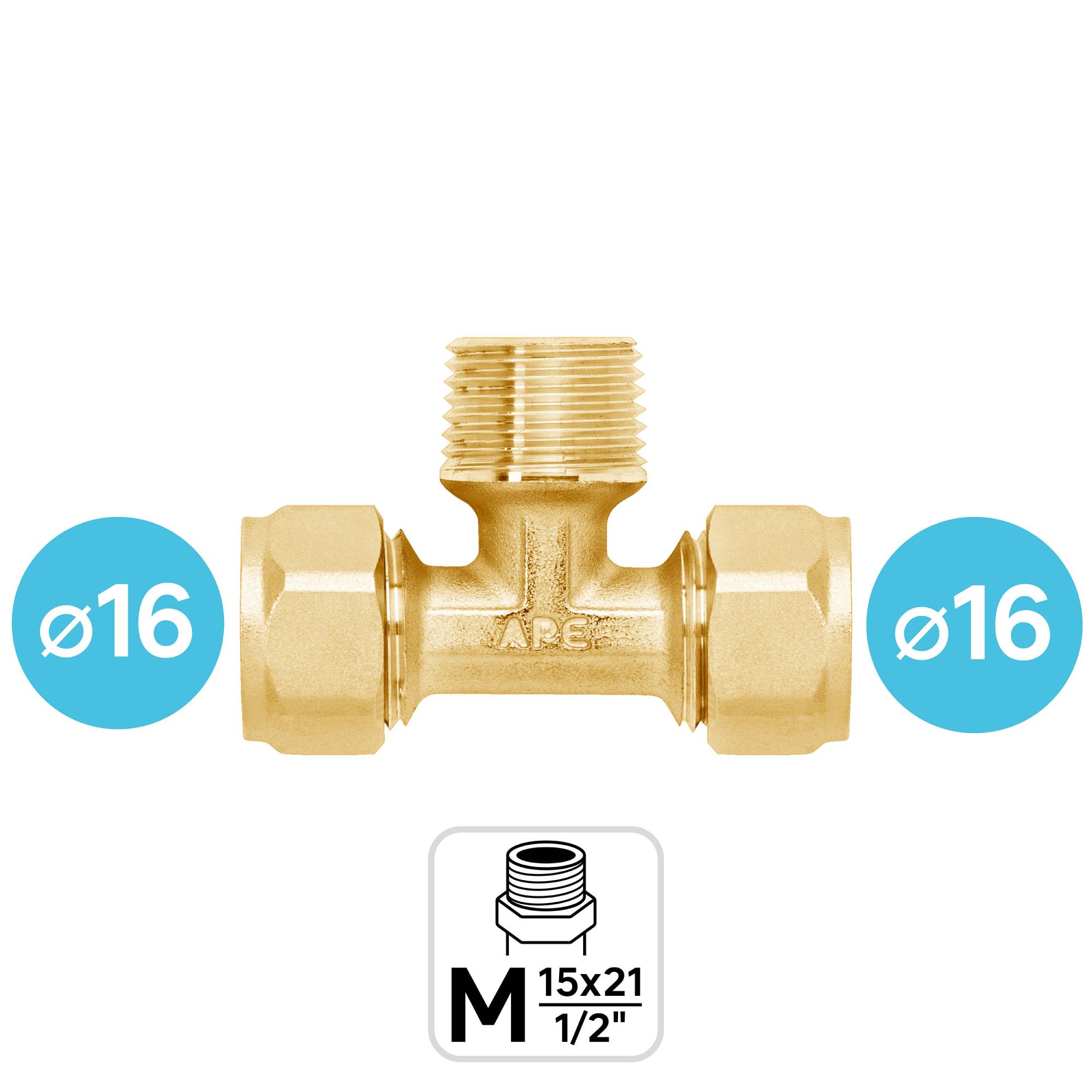 T-shirt Estrusa Raccordo A T In Ottone Maschio 1/4 NPT - Per Olio, Gas, Acqua, Dimensioni 1/2 Pollici Tubo Quadro Ferro - Foto 6