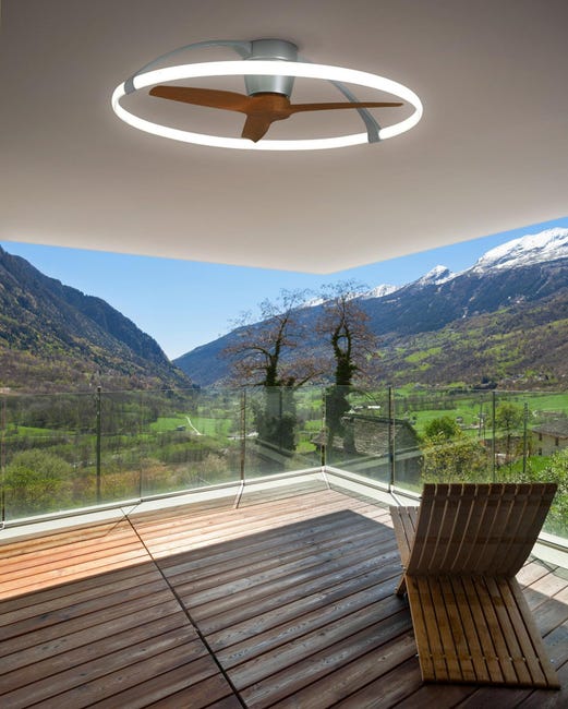 Ventilatore a soffitto con luce MAHAUT con telecomando LED Marrone Ventilatore a soffitto con luce MAHAUT con telecomando LED Marrone