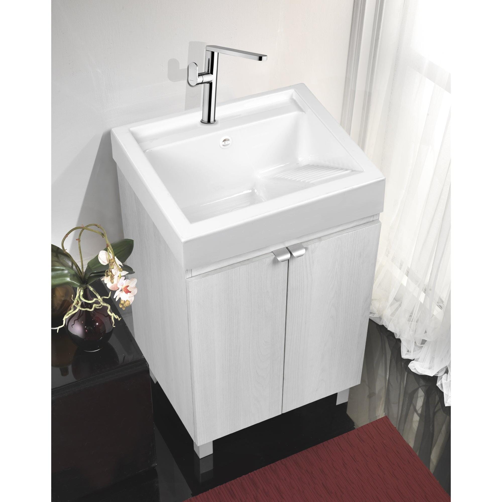 Mobile lavatoio IN ALLUMINIO, per lavanderia e da esterno, PREMIUM, diverse misure, bianco, OTTIMO per vasca in ceramica, design moderno. Escelsior (L60 x P60x H83 Mobile lavatoio IN ALLUMINIO, per lavanderia e da esterno, PREMIUM, diverse misure, bianco, OTTIMO per vasca in ceramica, design moderno. Escelsior (L60 x P60x H83