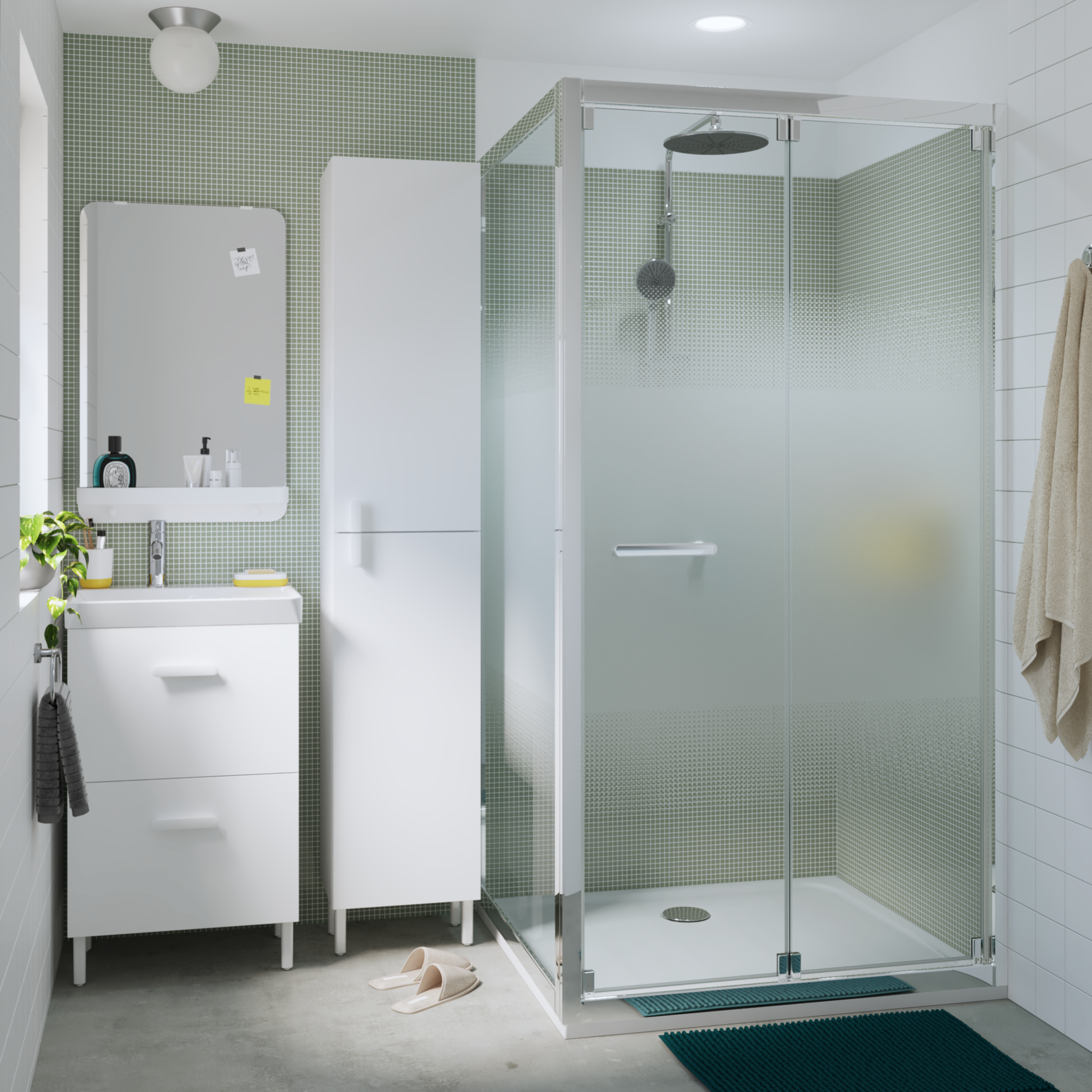 Box doccia quadrato pieghevole Easy 80 x 80 cm, H 190 cm in vetro ...