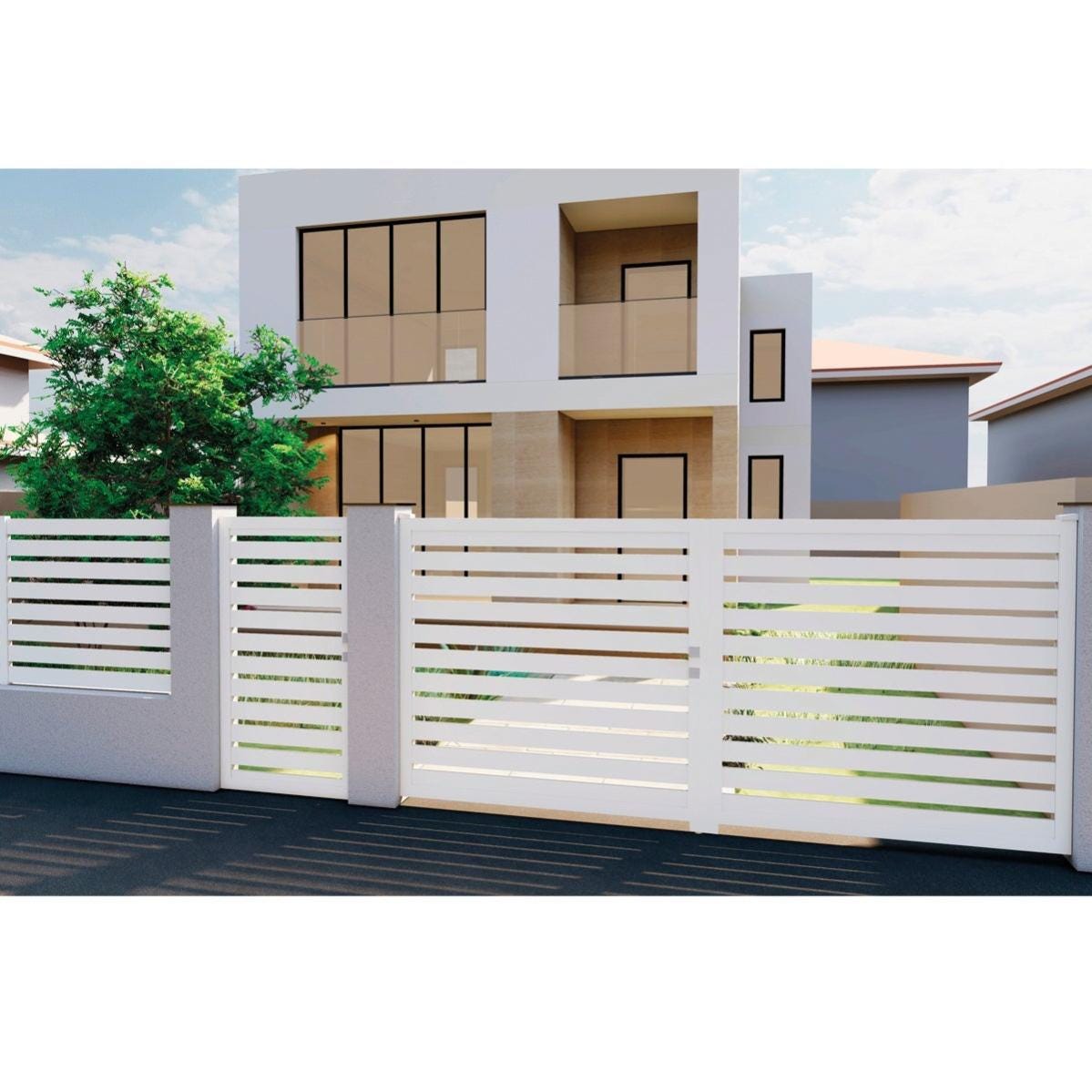 Doga per pannelli e recinzioni MAIA bianco , 4 pezzi, in alluminio H 12 x L  150 cm