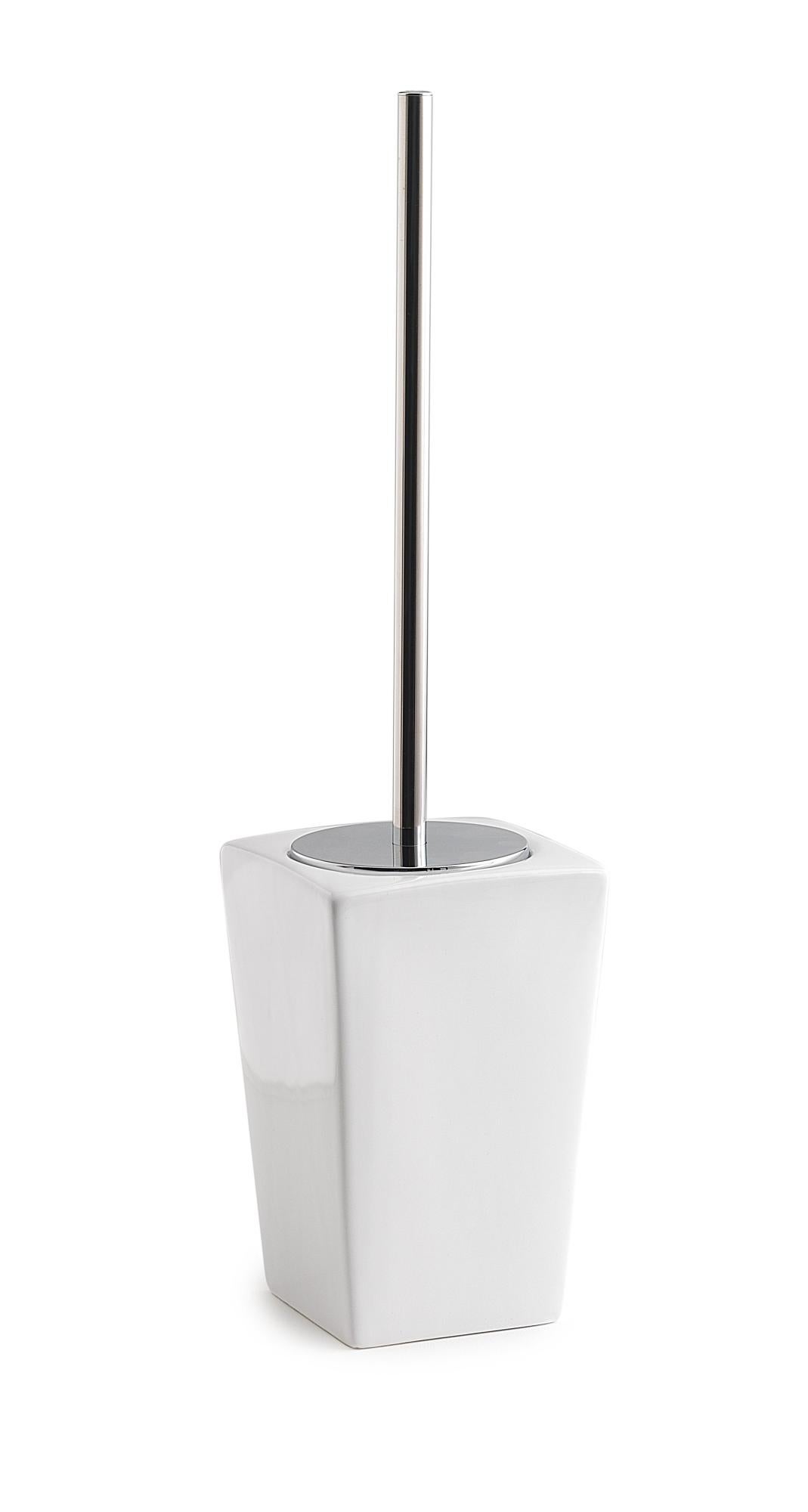Baroni Home Portascopino WC in Plastica, Scopino per Bagno, 12X12X34 cm, Bianco