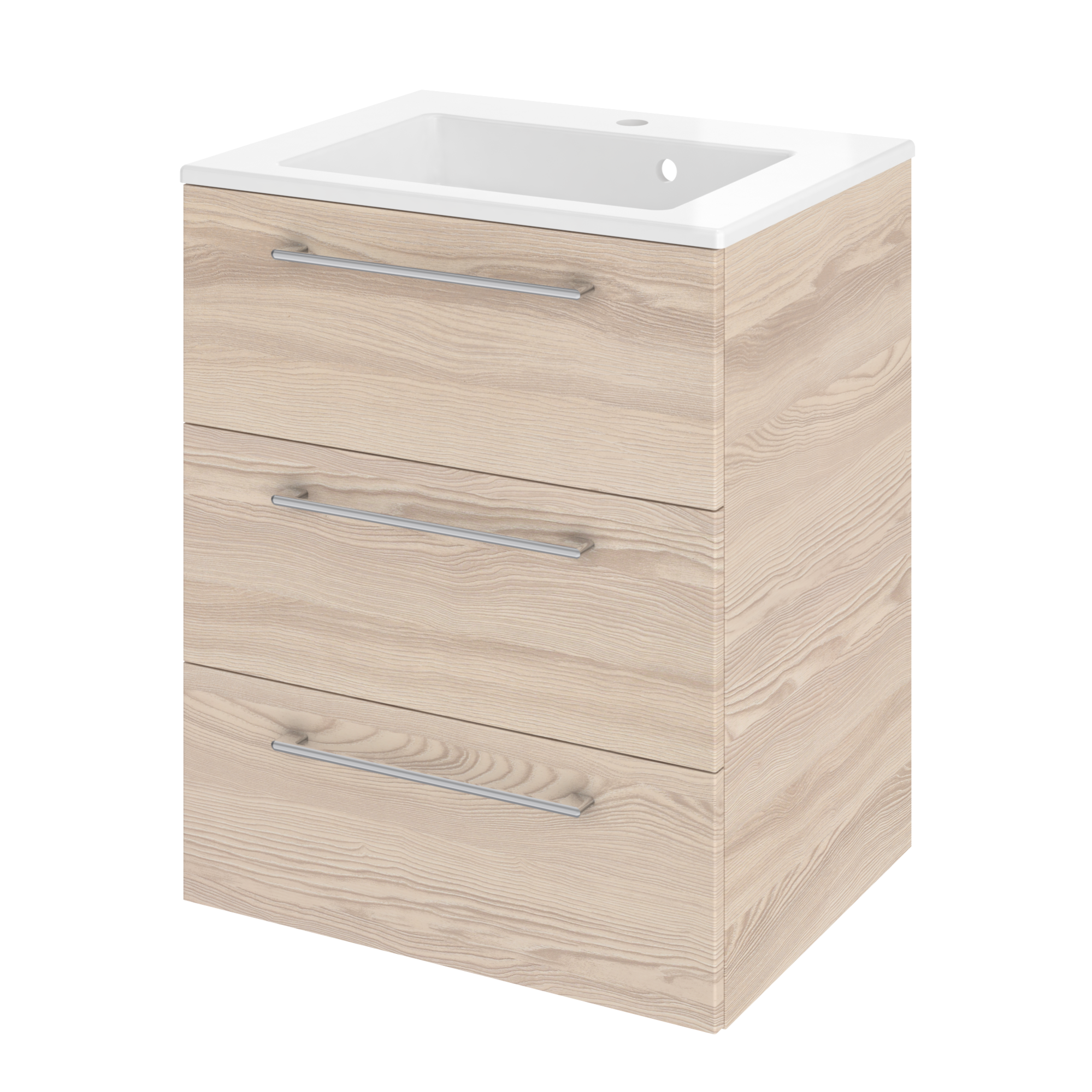 Mobile Sottolavabo Bagno 60x30x60 Cm - Doppia Anta, Grigio E Quercia, In Truciolato Con Ripiano - Foto 9