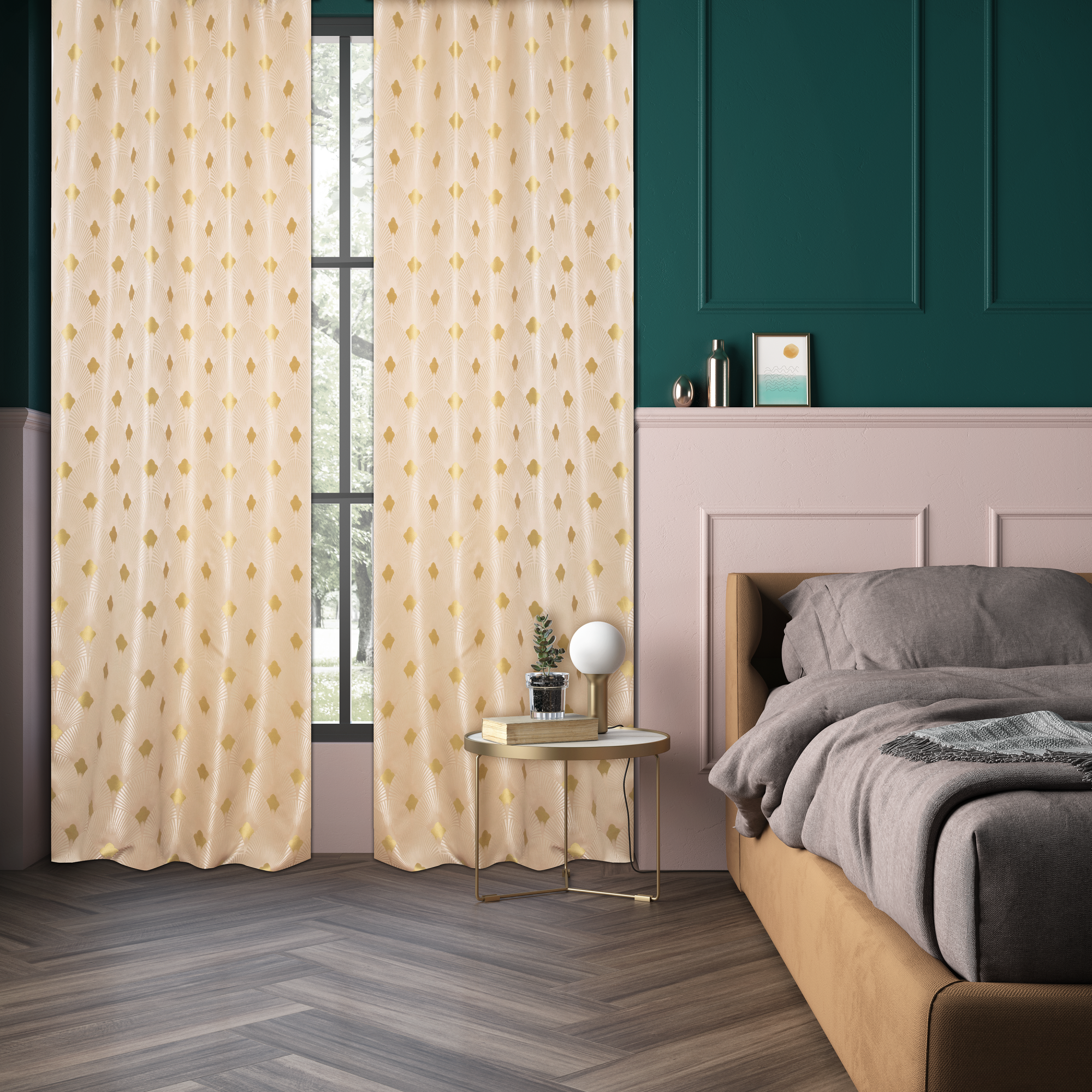 Tenda Termoisolante In Velluto Jacquard Homescapes, Grigio, 137x117 Cm, Set Da 2 Pezzi, Con Fodera Coprente - 2