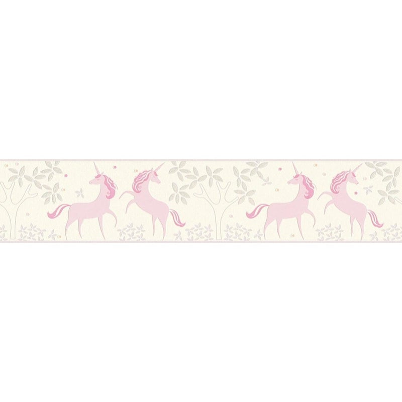Bordo per carta da parati Unicorno rosa 13.3 cm x 5 m