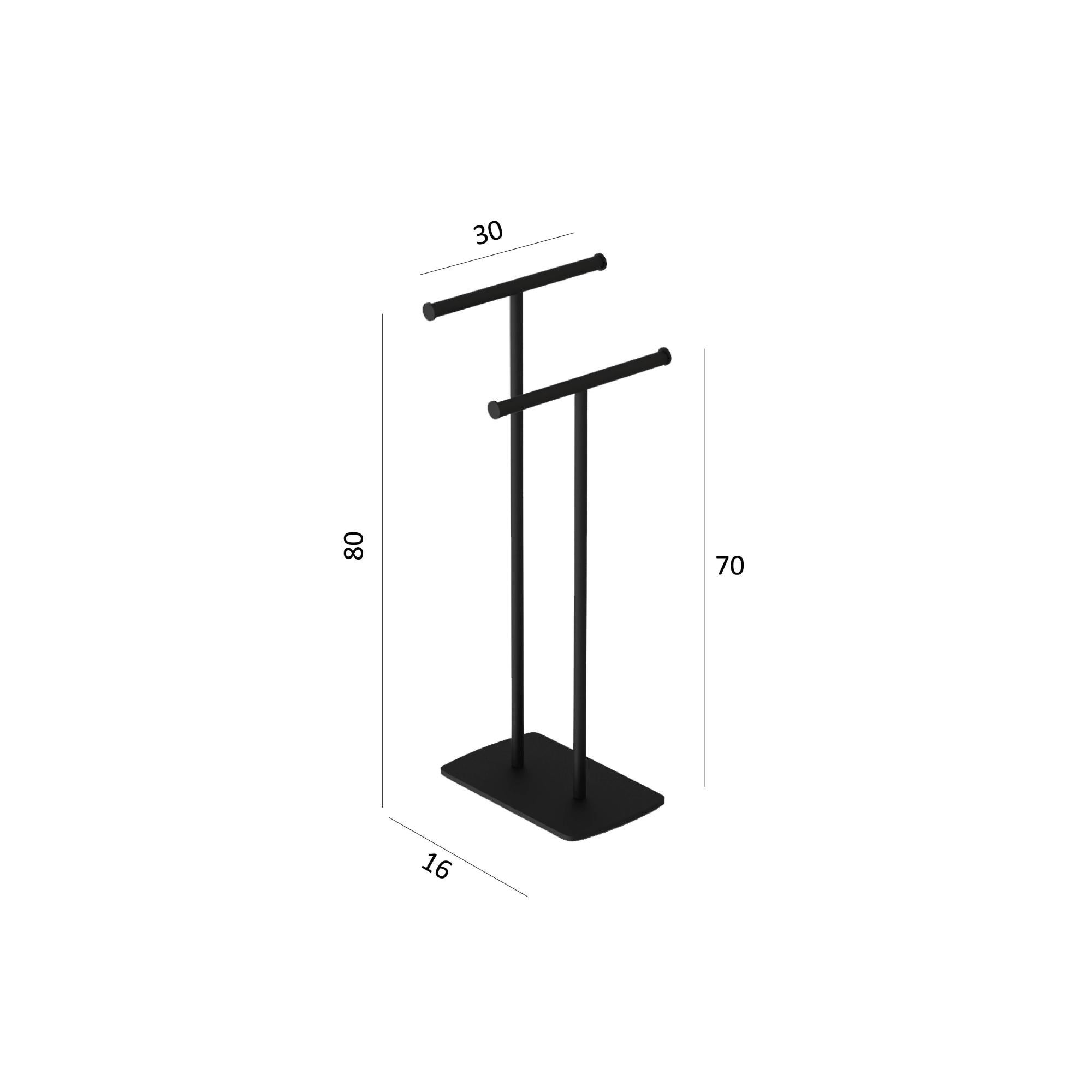 Portasciugamani 3 Livelli Nero, Struttura In Metallo Robusto, Dimensioni 44x29x88 Cm