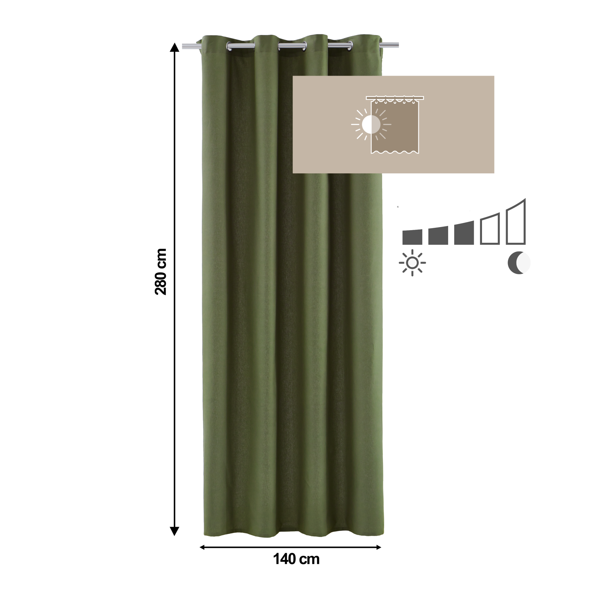 Tenda a Pannello in Velluto per Interni con Anelli, 140x280 cm, Tiffan