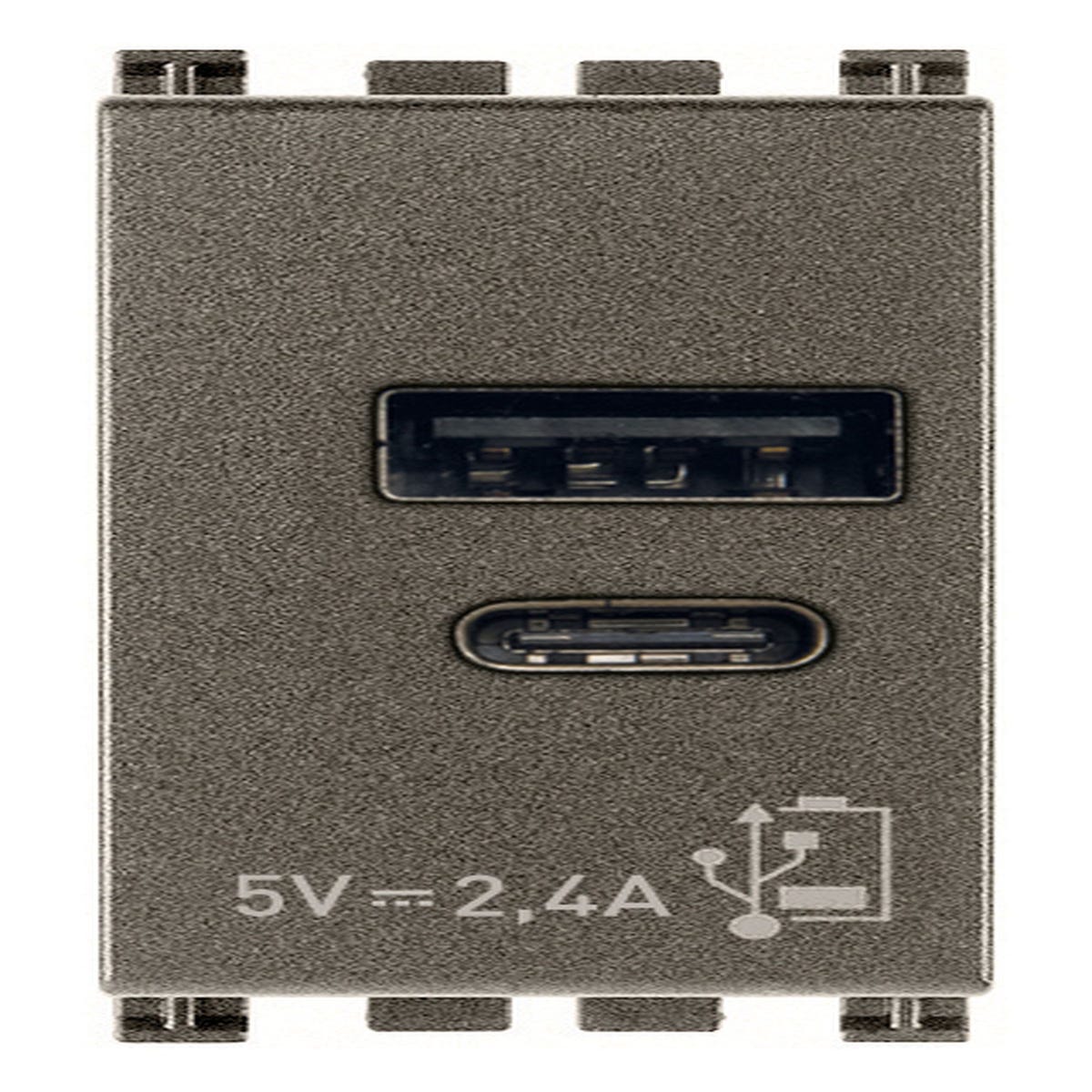Presa di alimentazione USB C, USB A VIMAR Arké, colore grigio scuro