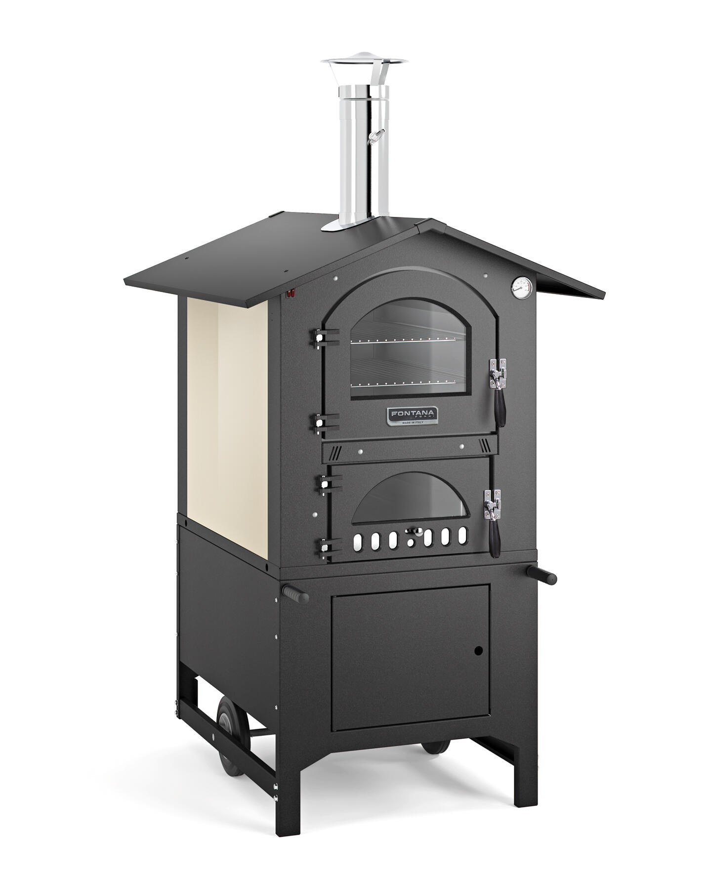 Forno per pizza 4800W gas KEMPER Acciaio inox Pietra refrattaria 250- 400°C  Max Accensione piezoelettrica Spatola per riscaldamento rapido