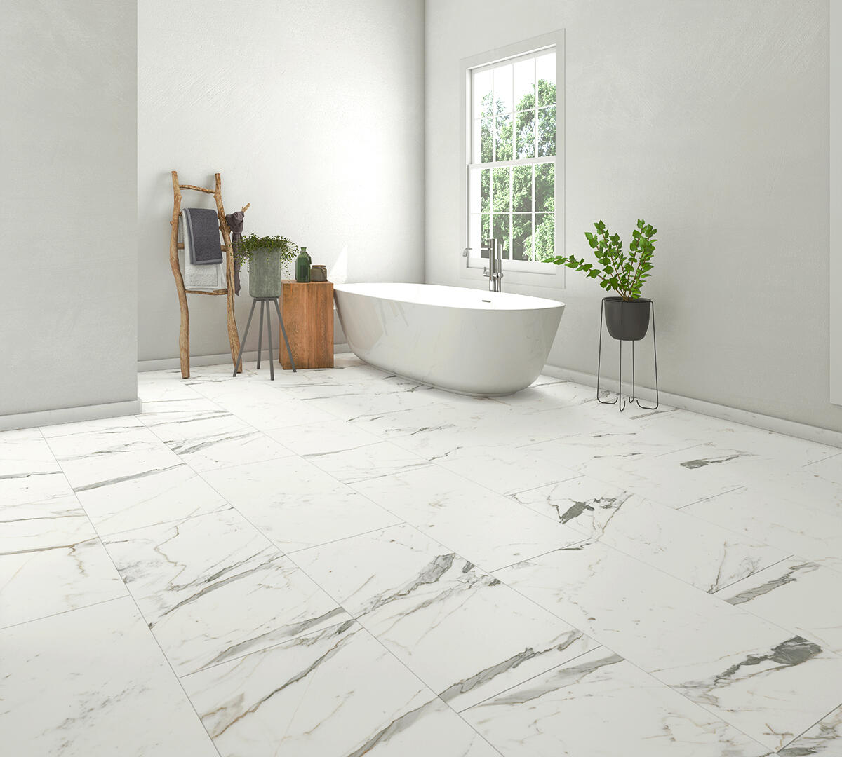 Dalle Sol PVC SPC Carrara White effet marbre