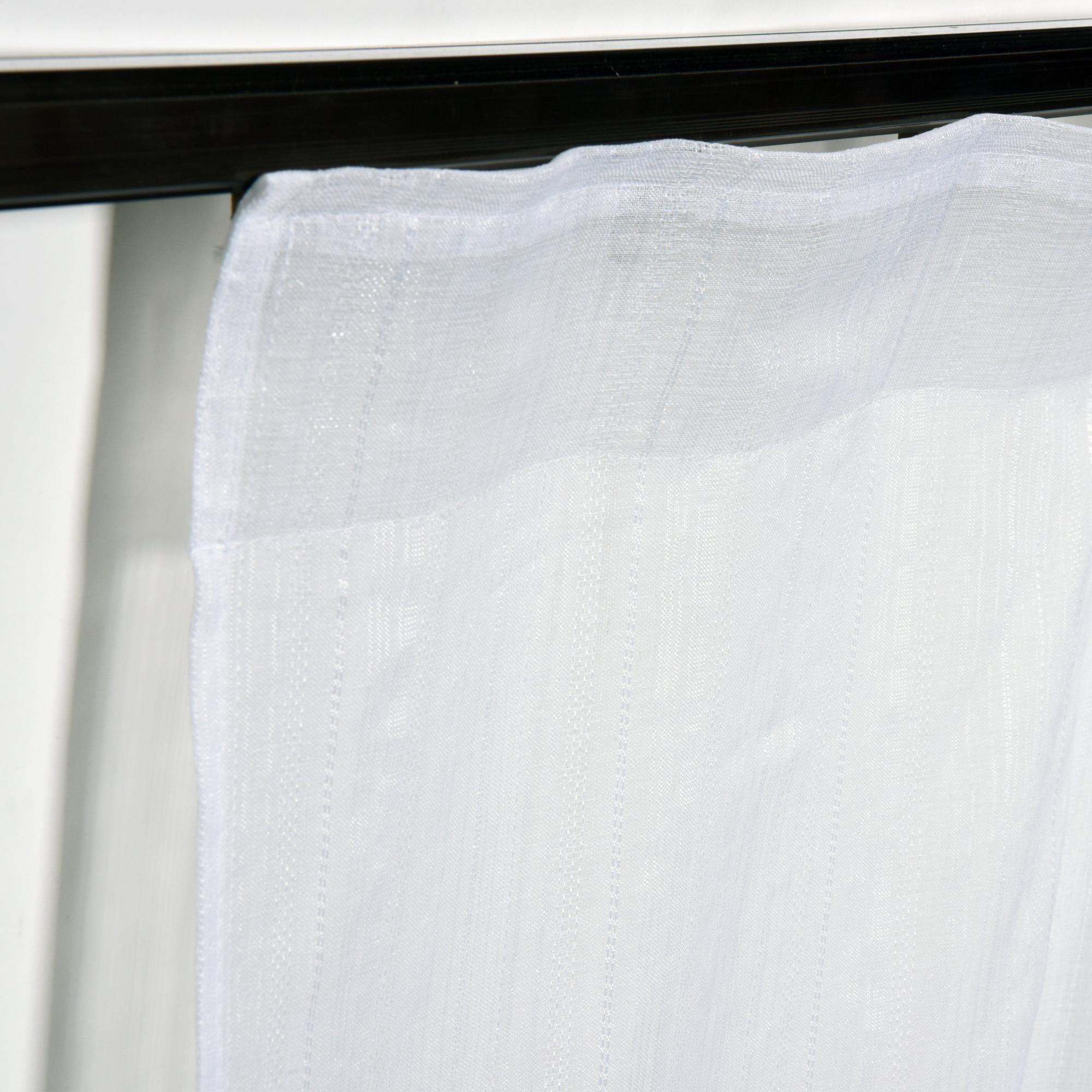 Tenda Voile Con Motivo Piume - Bianco, 100x150 Cm, Con Passanti, Effetto Dévoré - Foto 4