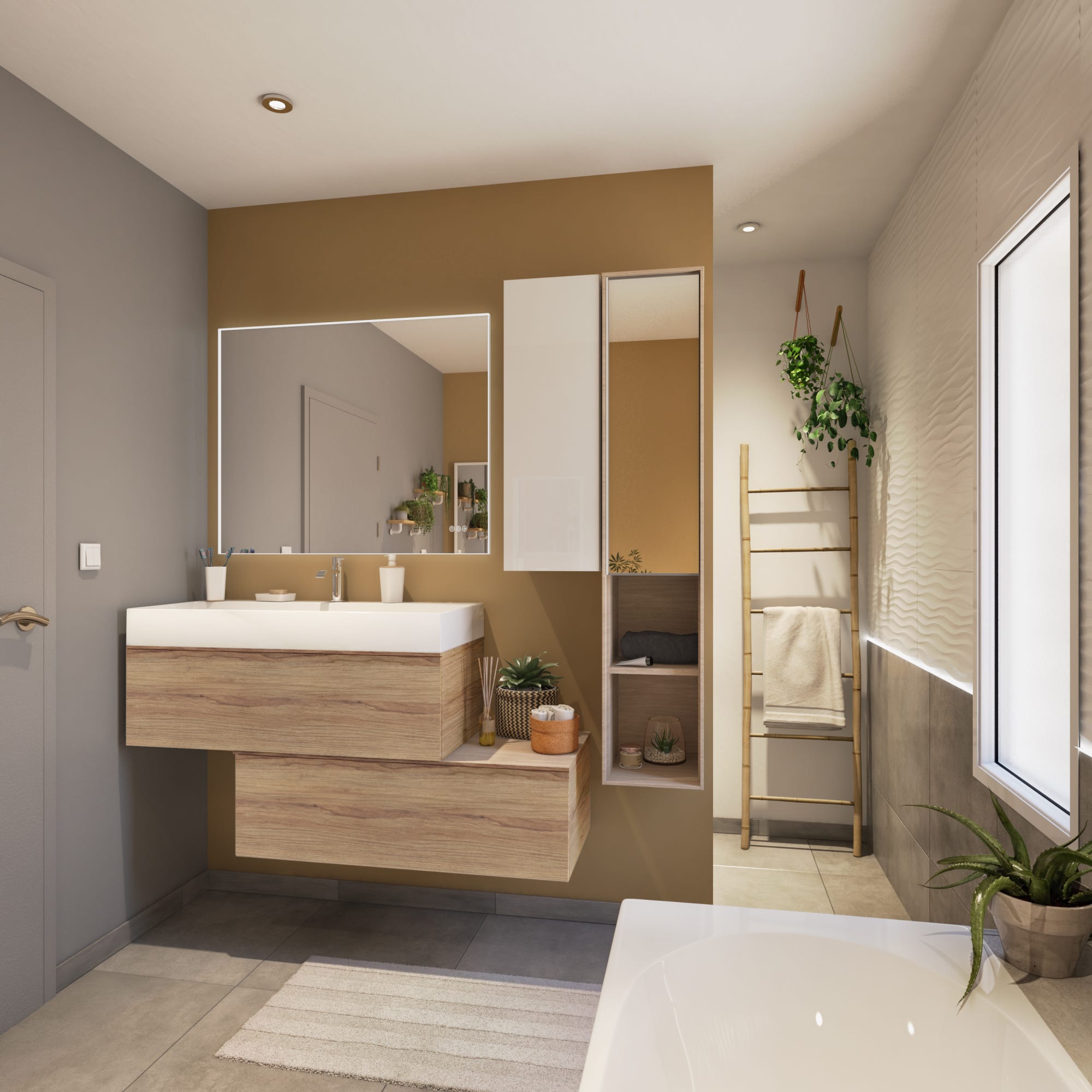 Set di mobile sottolavabo e lavabo Linea bianco L 90 x P 46 H 55 cm Set di mobile sottolavabo e lavabo Linea bianco L 90 x P 46 H 55 cm