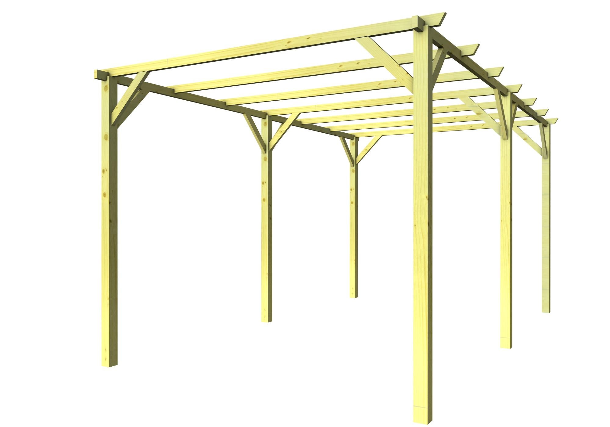 Pergola En Bois 3x3 M Avec Toit Amovible — En Bois Massif Imprégné, Style Contemporain