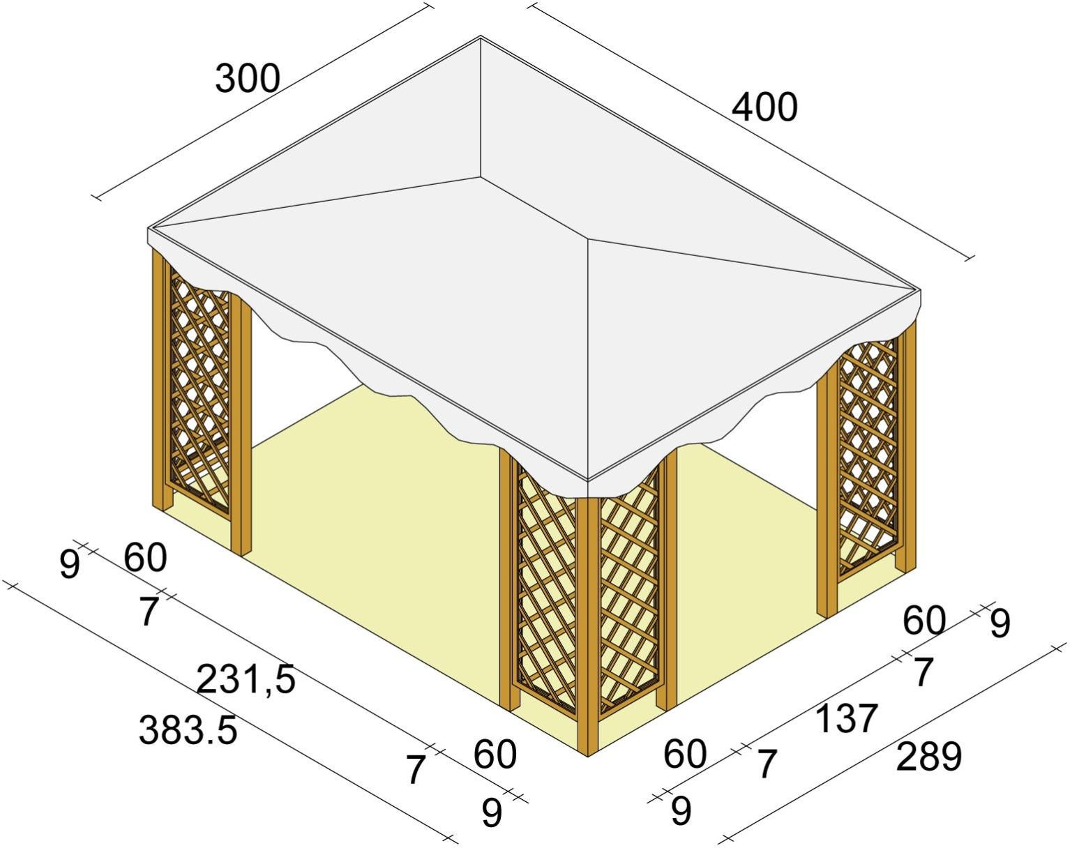 Gazebo legno Cherry naturale L 300 cm x P 400 cm Leroy Merlin