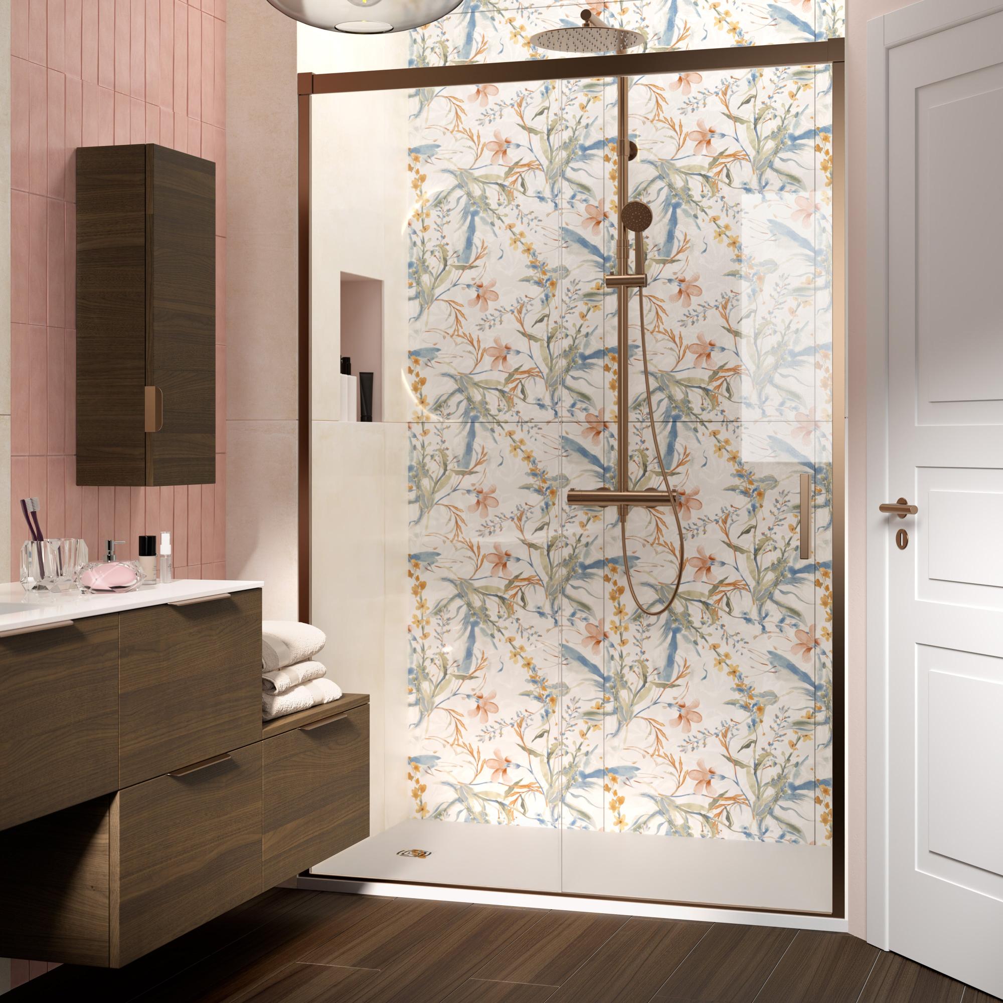 Diamond Inloopdouche | 110 cm Zwart chroom Rookglas Vaste wand