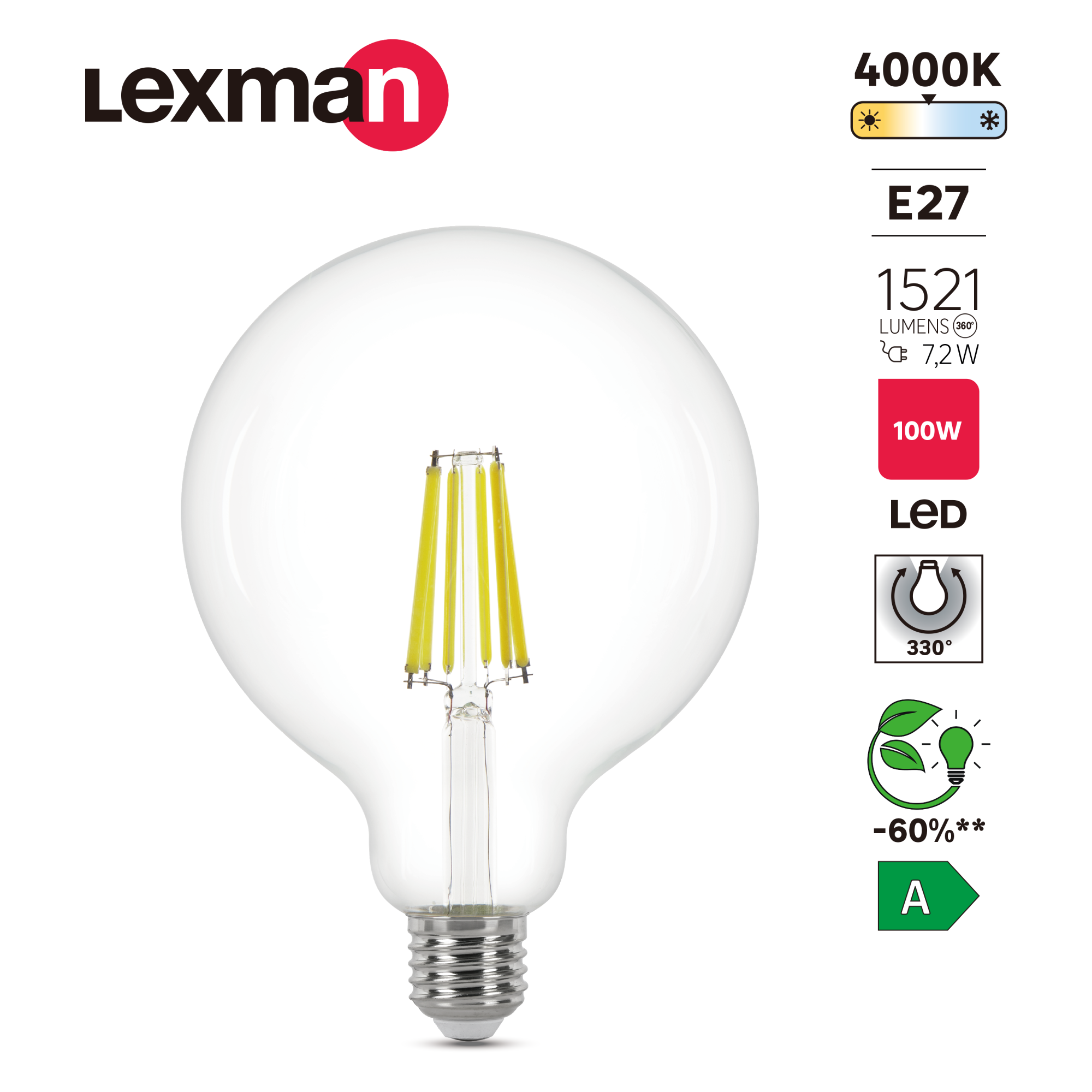 Eglo Rosada-E applique murale LED E27 40W argent