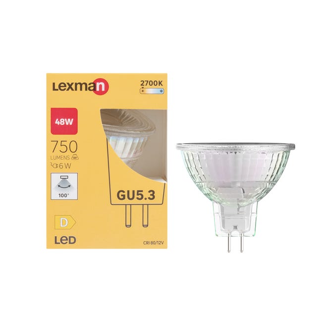 Lampadina LED, faretto, trasparente, luce naturale, 2.5W=450LM (equiv 50  W), 100° , LEXMAN
