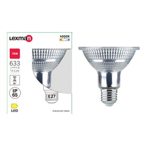 Lampadina LED, faretto, trasparente, luce naturale, 2.5W=450LM (equiv 50  W), 100° , LEXMAN