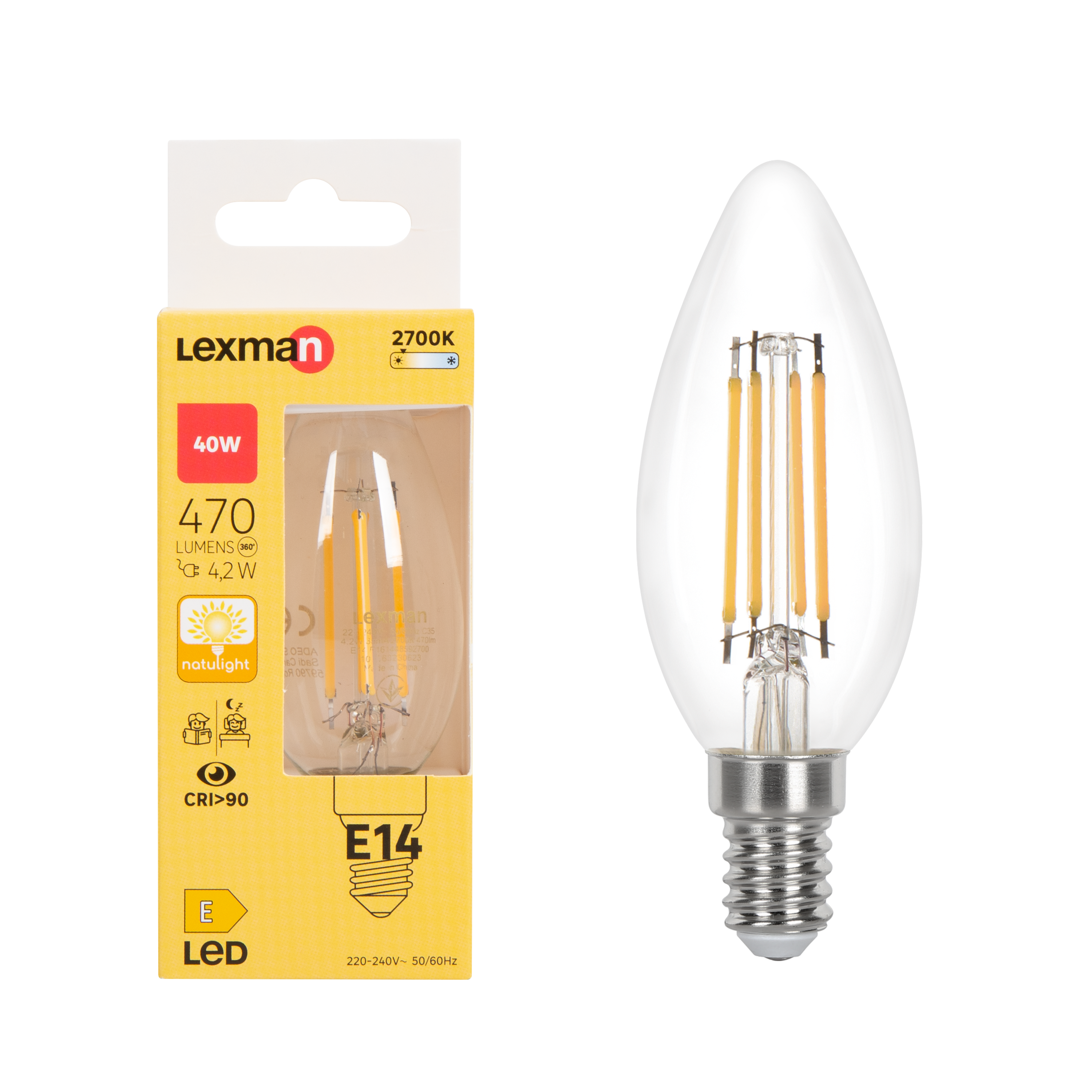 Lampadina Led Filamento E Oliva Trasparente Luce Calda W