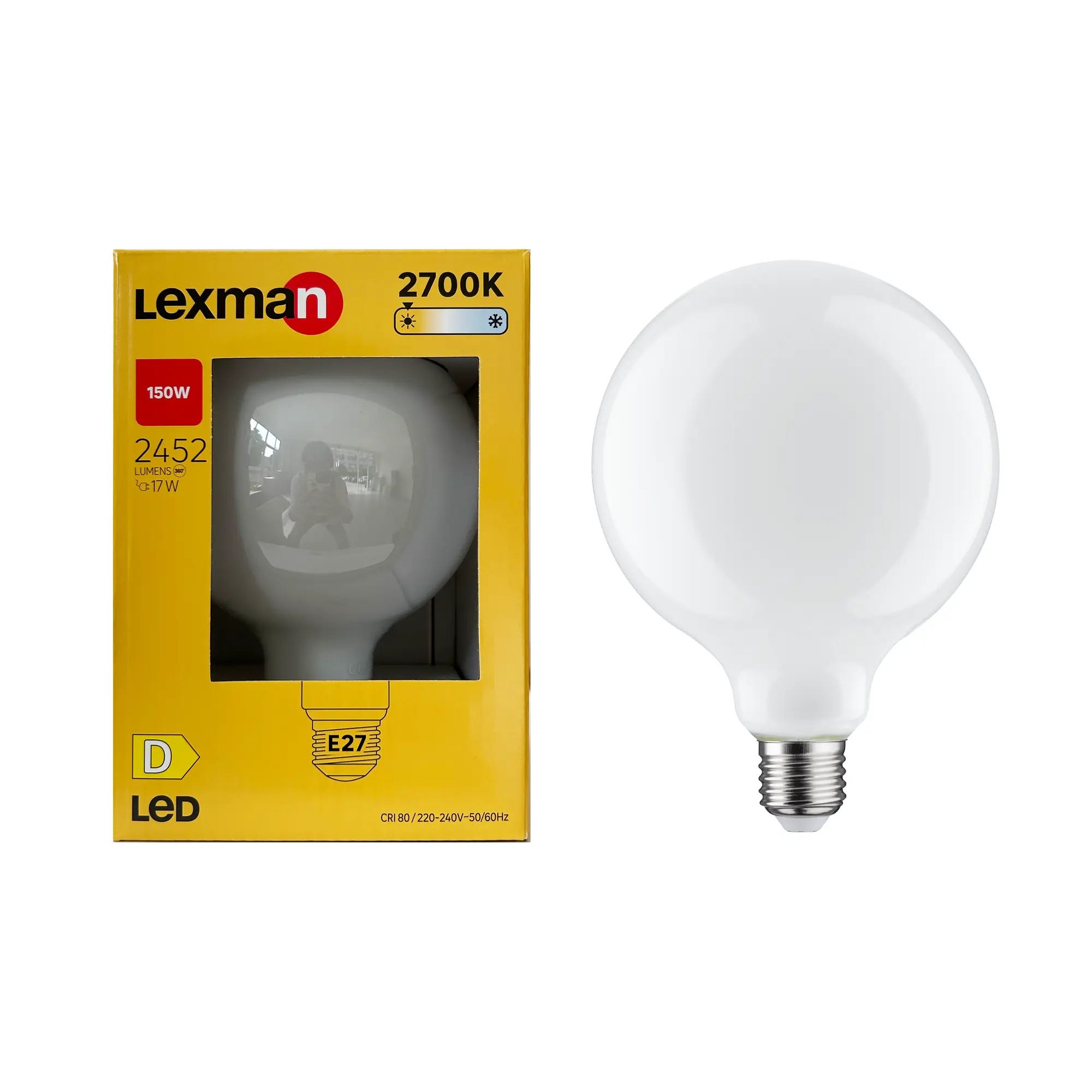 Lampadina LED, globo, opaco, luce calda, 17W=2452LM (equiv 150 W