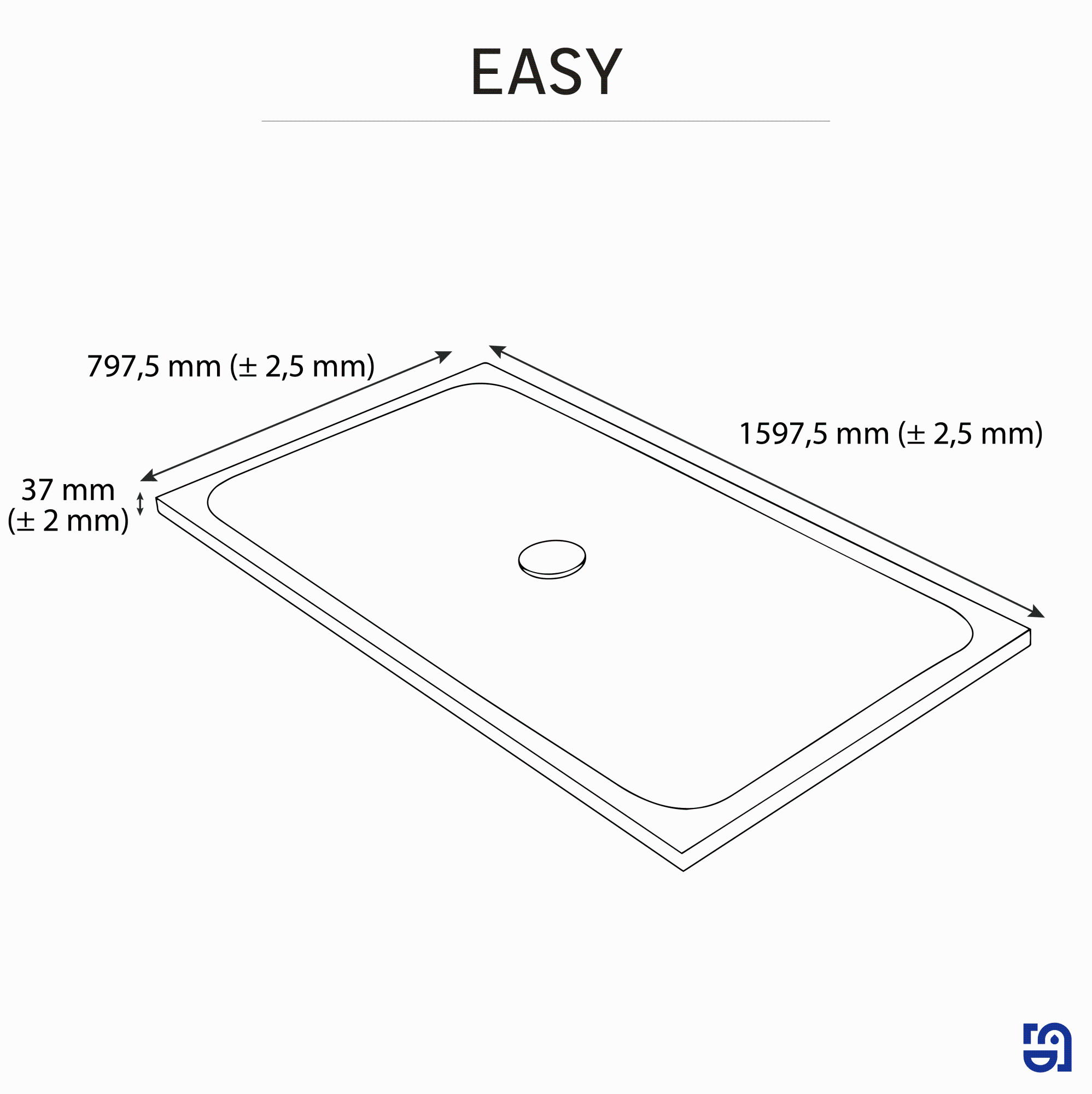 doporro Piatto Doccia 80x80 H 4 cm Quadrato in Acrilico