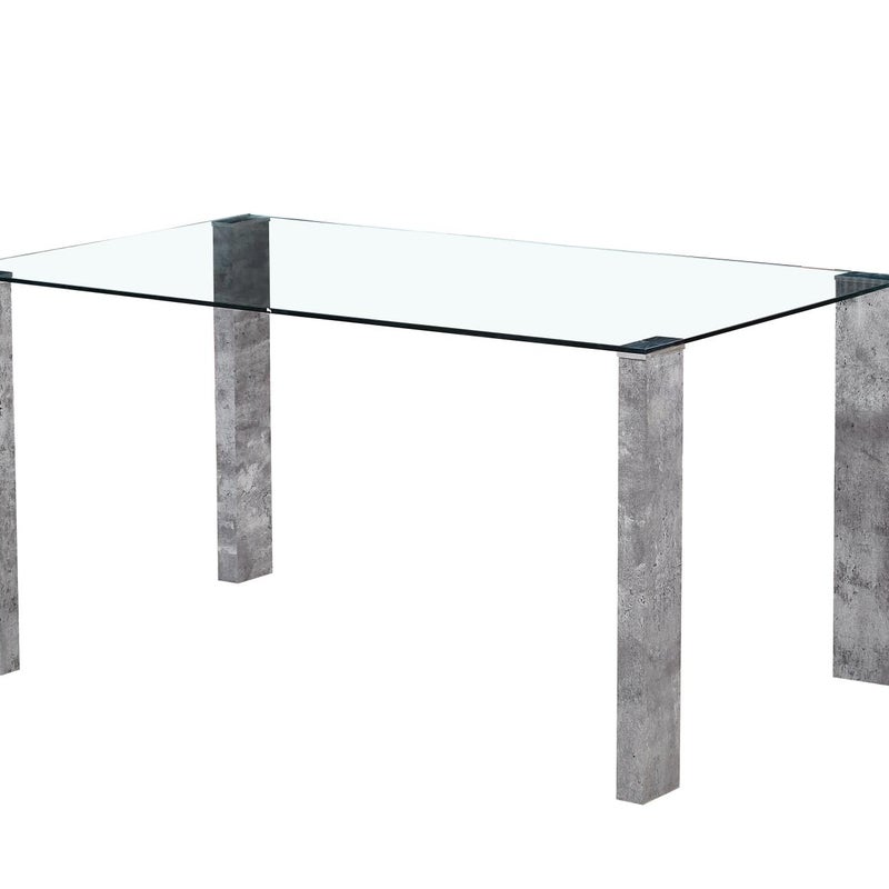 Tavolo in metallo trasparente+grigio cemento
