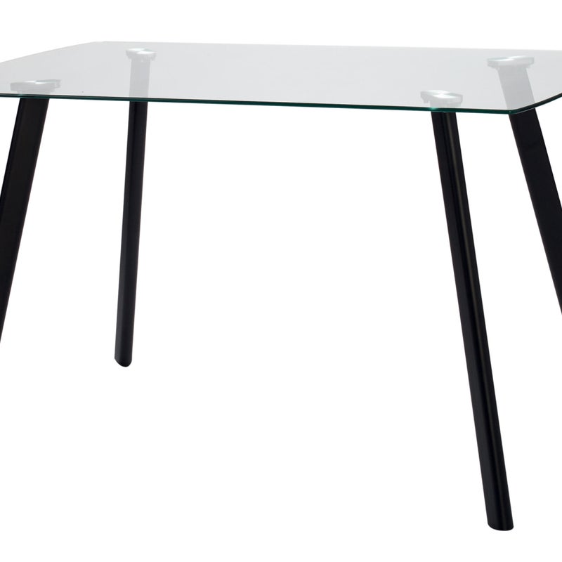 Tavolo in metallo vetro trasparente + gambe nere satinate