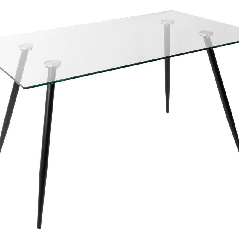 Tavolo in metallo vetro trasparente+gambe nere