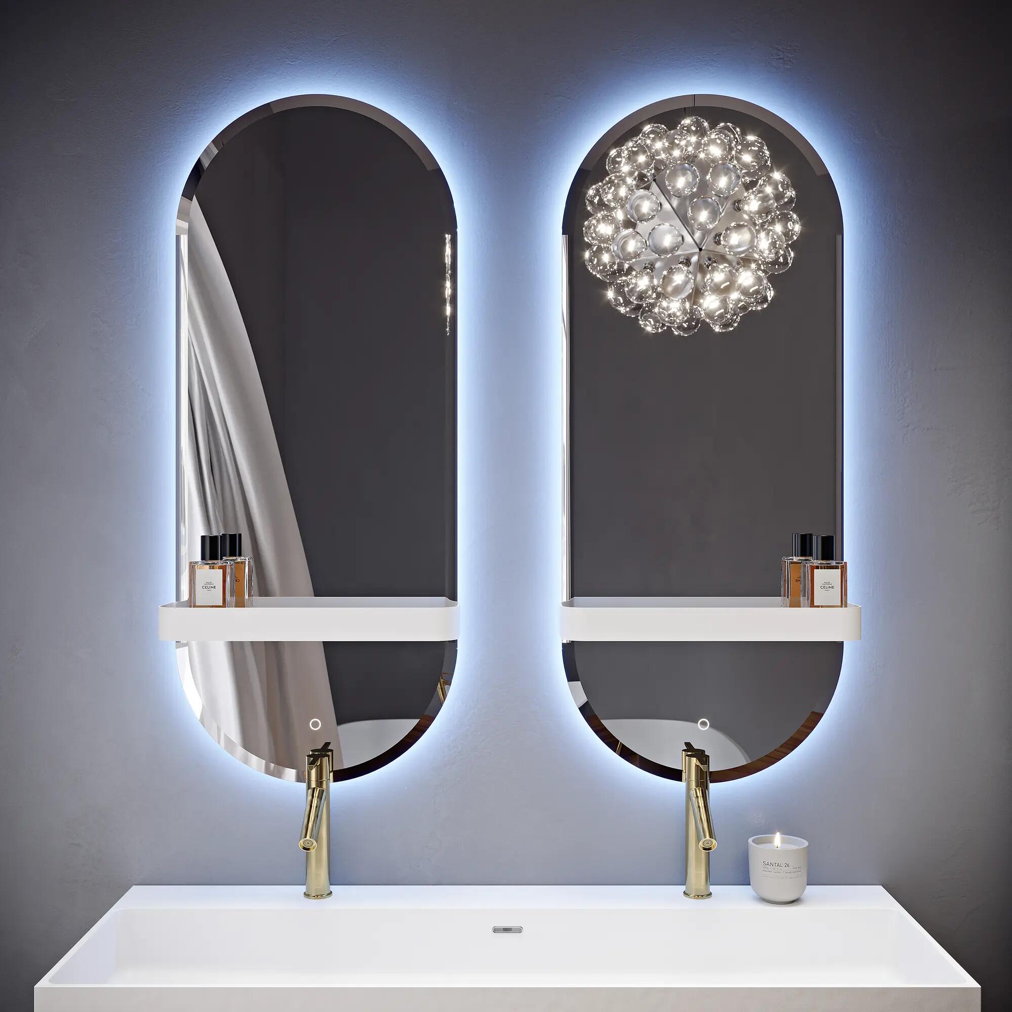 Specchio con illuminazione integrata bagno ovale Modula L 45 x H