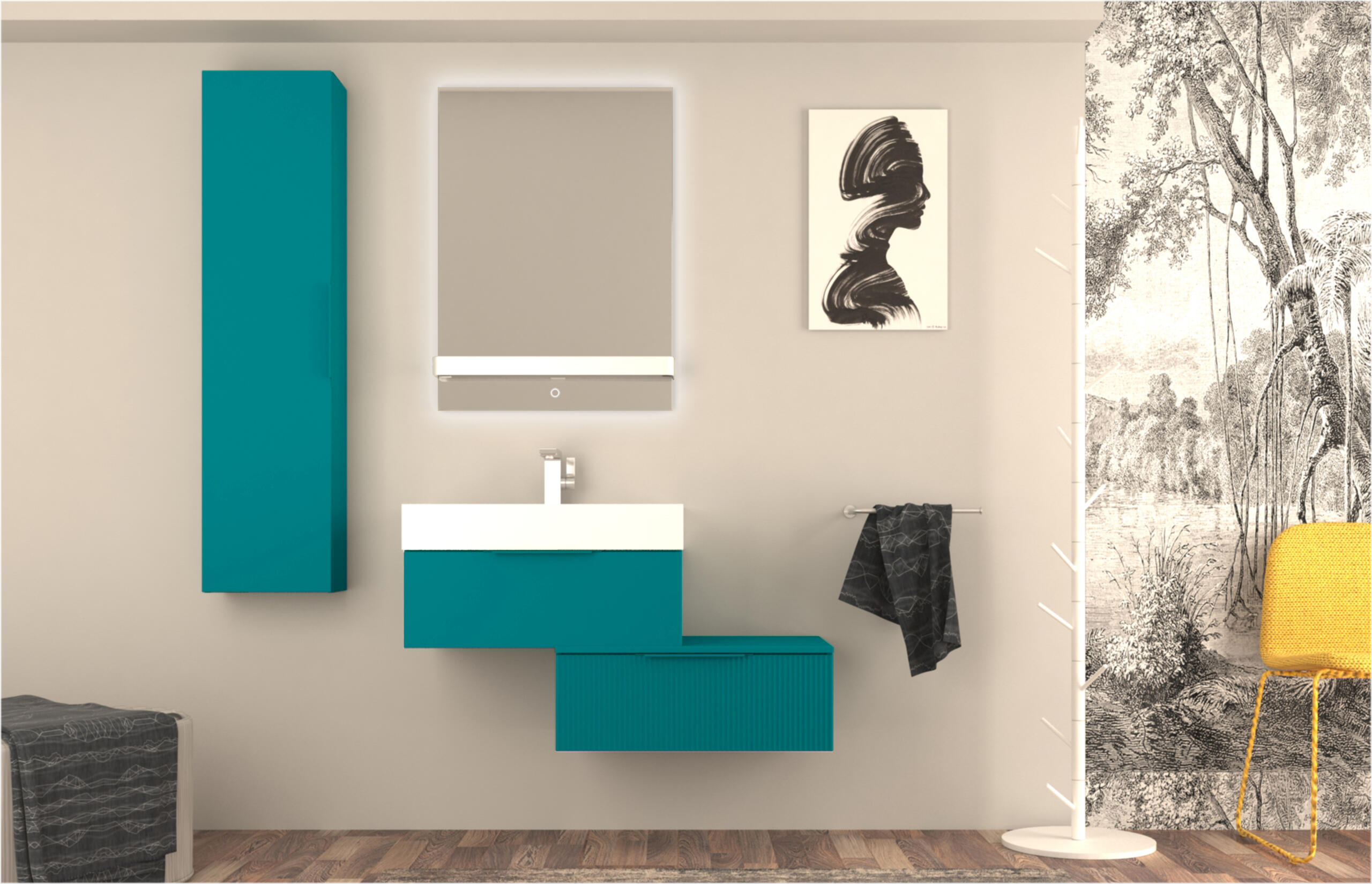 Colonna per mobile bagno Lyla 1 anta L 35 x P 20 x H 140 cm rovere tabacco  legno effetto naturale BADEN HAUS