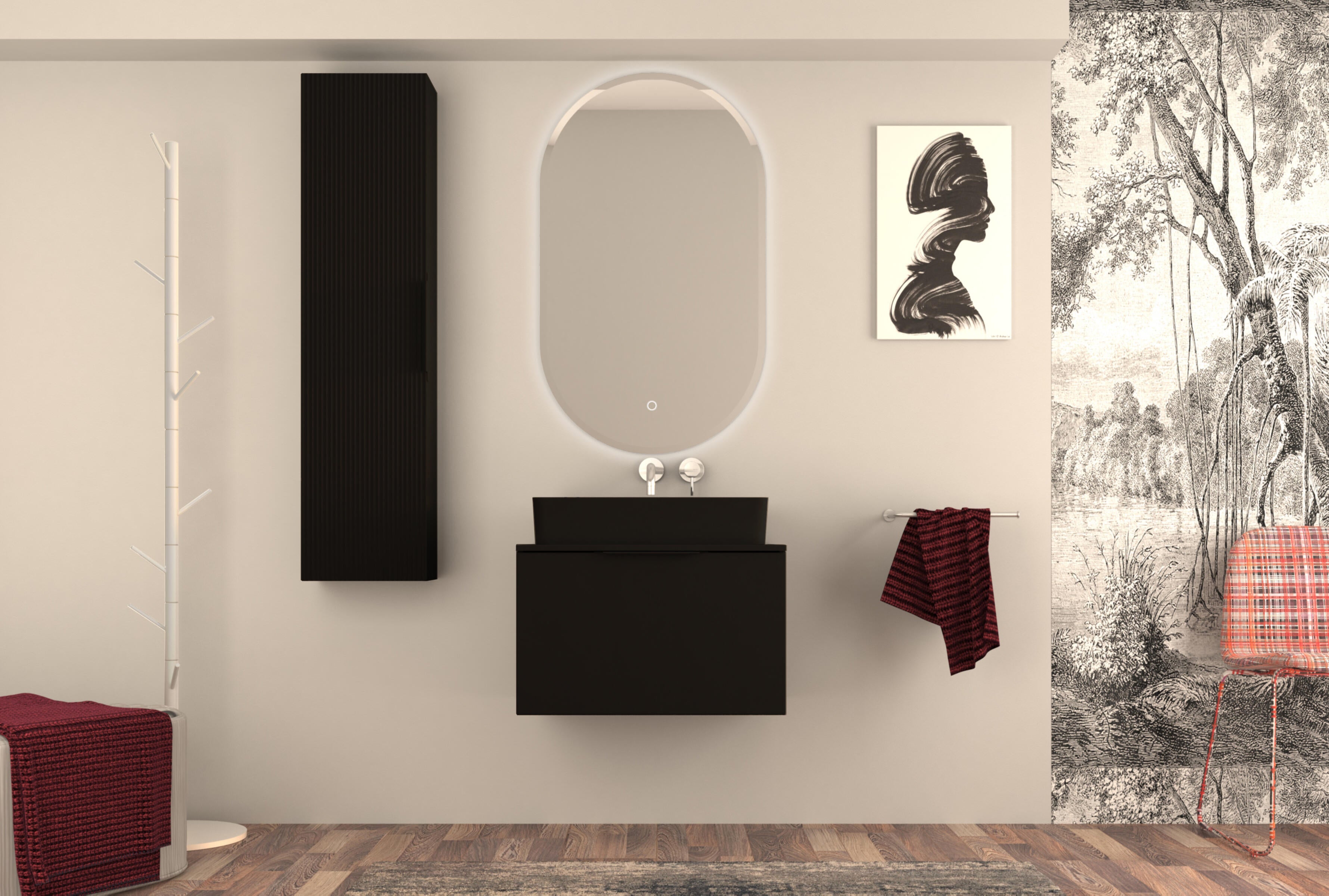 Colonna per mobile bagno Lyla 1 anta L 35 x P 20 x H 140 cm rovere tabacco  legno effetto naturale BADEN HAUS