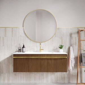 Mobile Bagno Basso Trendy 141 cm Noce con Toppino per Lavabo Alto