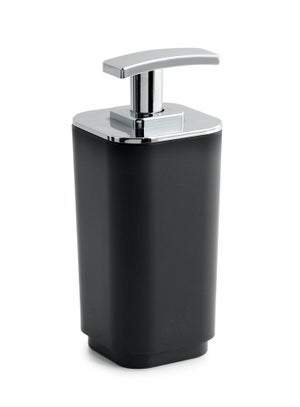 Dispenser sapone liquido da bagno vetro satinato e acciaio nero opaco serie  quadrata Black Rock