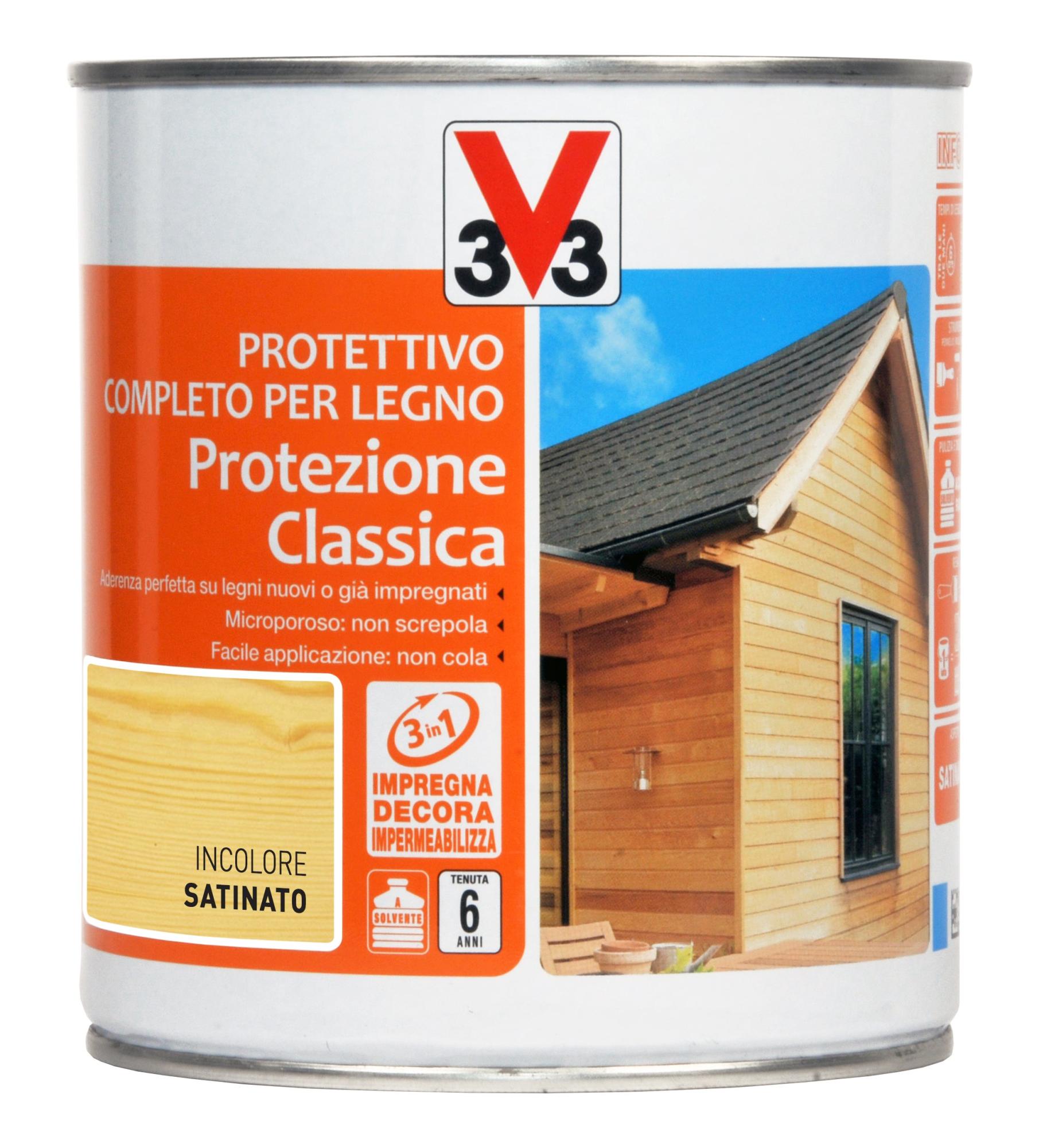 Impregnante per legno da esterno a base solvente V33 incolore, 6 anni ...