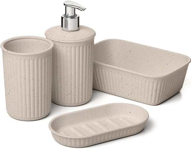 Set di accessori da bagno in polipropilene L 17 x P 11.3 cm beige