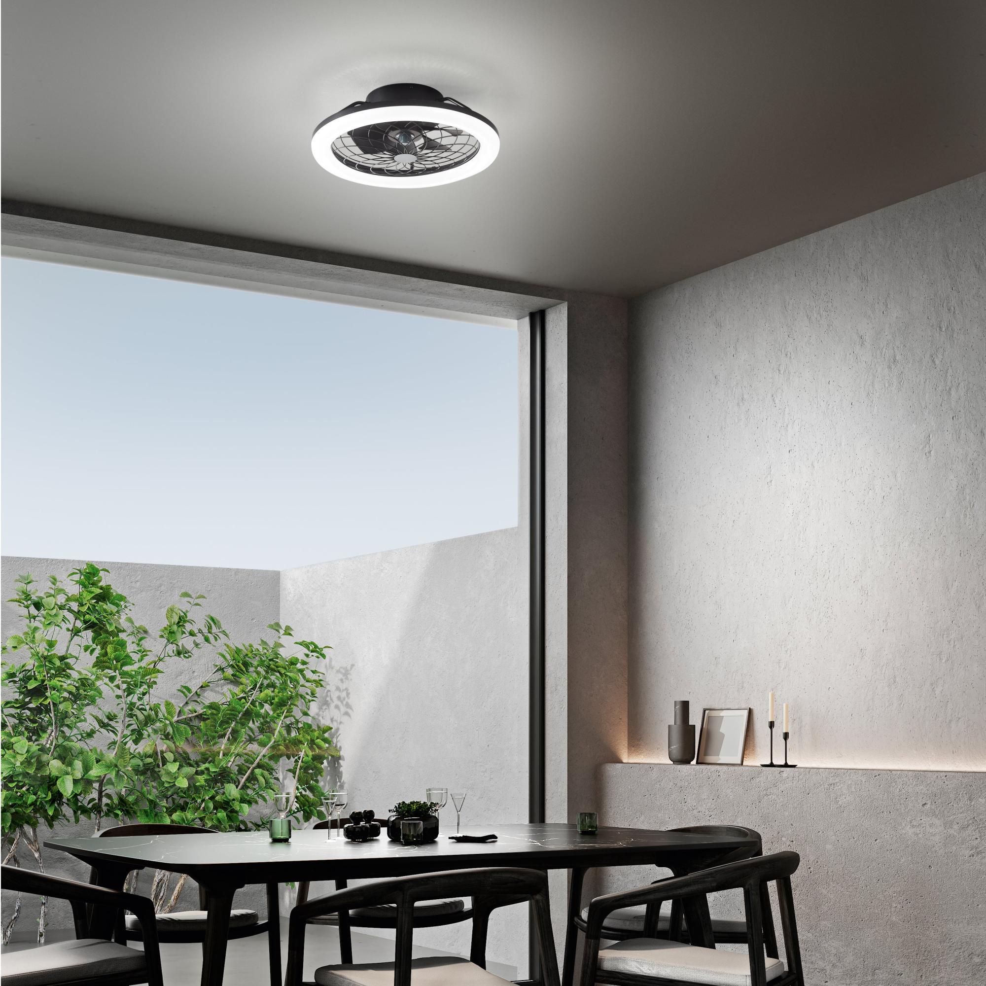 UNIVERSALBLUE | Ventilatore da Soffitto Nero con Luce LED Silenzioso | Telecomando | 6 pale | Diametro 106 cm | Potenza 55 W | Timer | Motore DC | 6 velocità